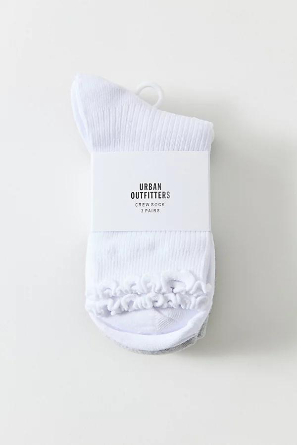 Urban Outfitters UO Lightweight Ribbed Crew Sock 3-Pack Womens at Urban Outfitters Product Image