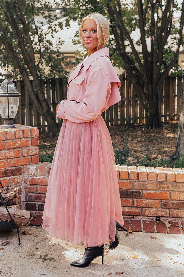 Catwalk Crush Mesh Trench Coat in Blush Product Image