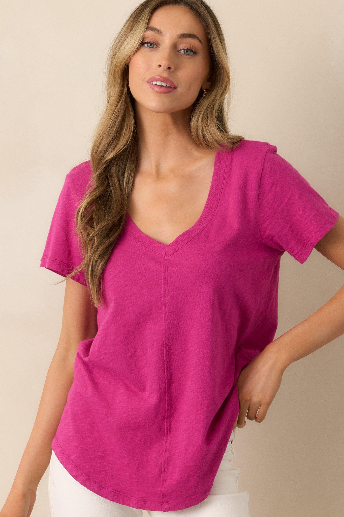 Z Supply Magenta Asher V-Neck Tee Product Image