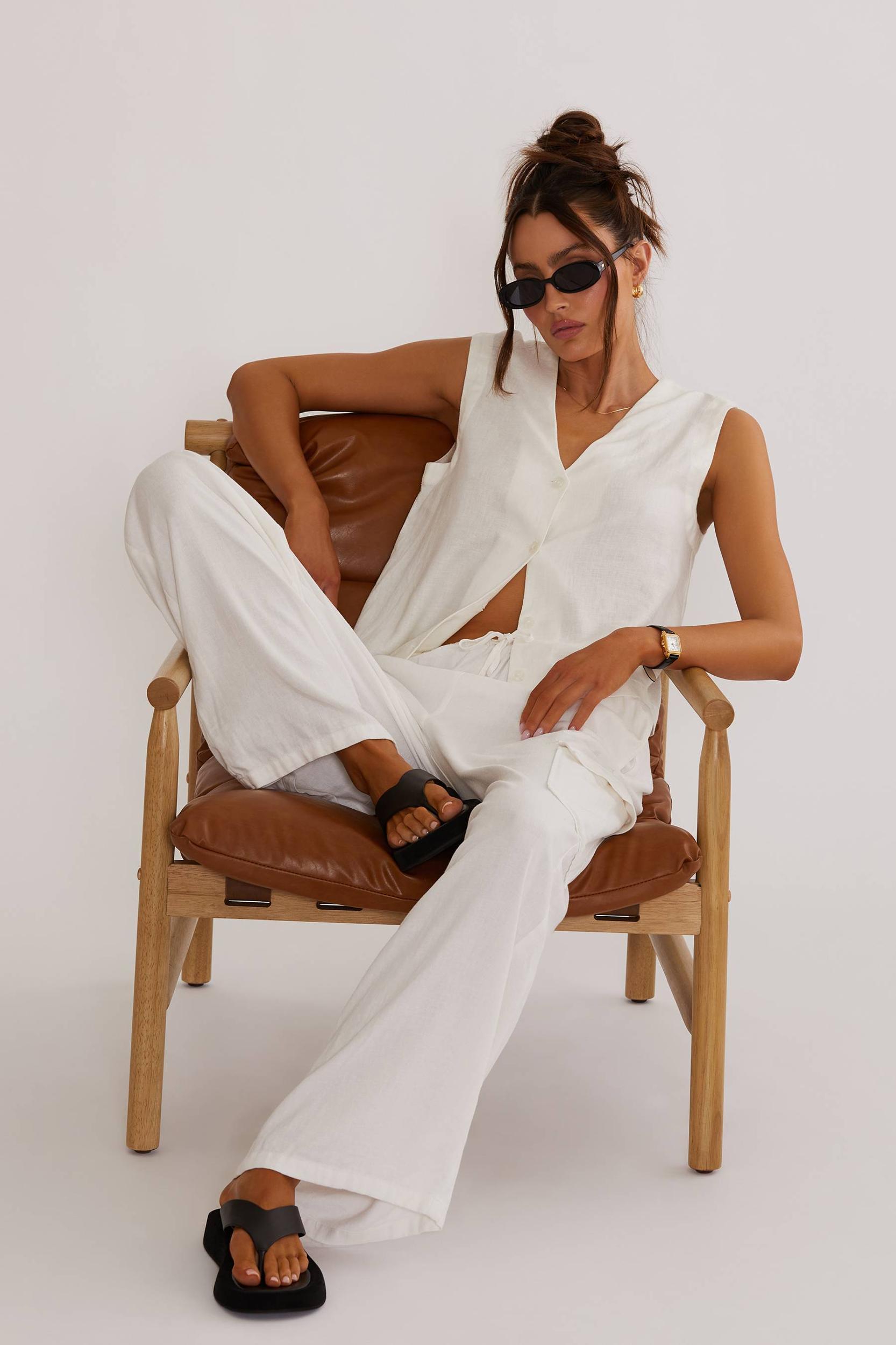 Amara Pant White Linen Product Image