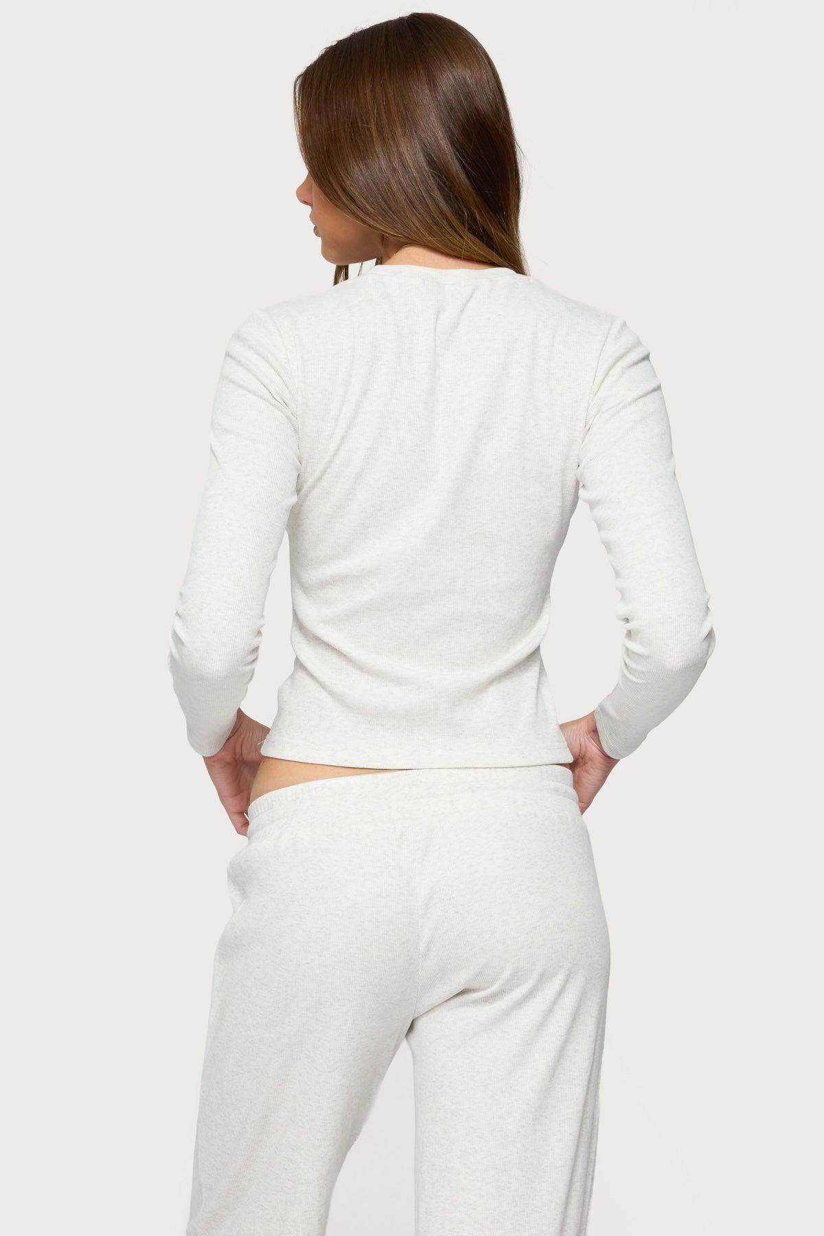 Cicilia Long Sleeve Ribbed T Shirt Product Image