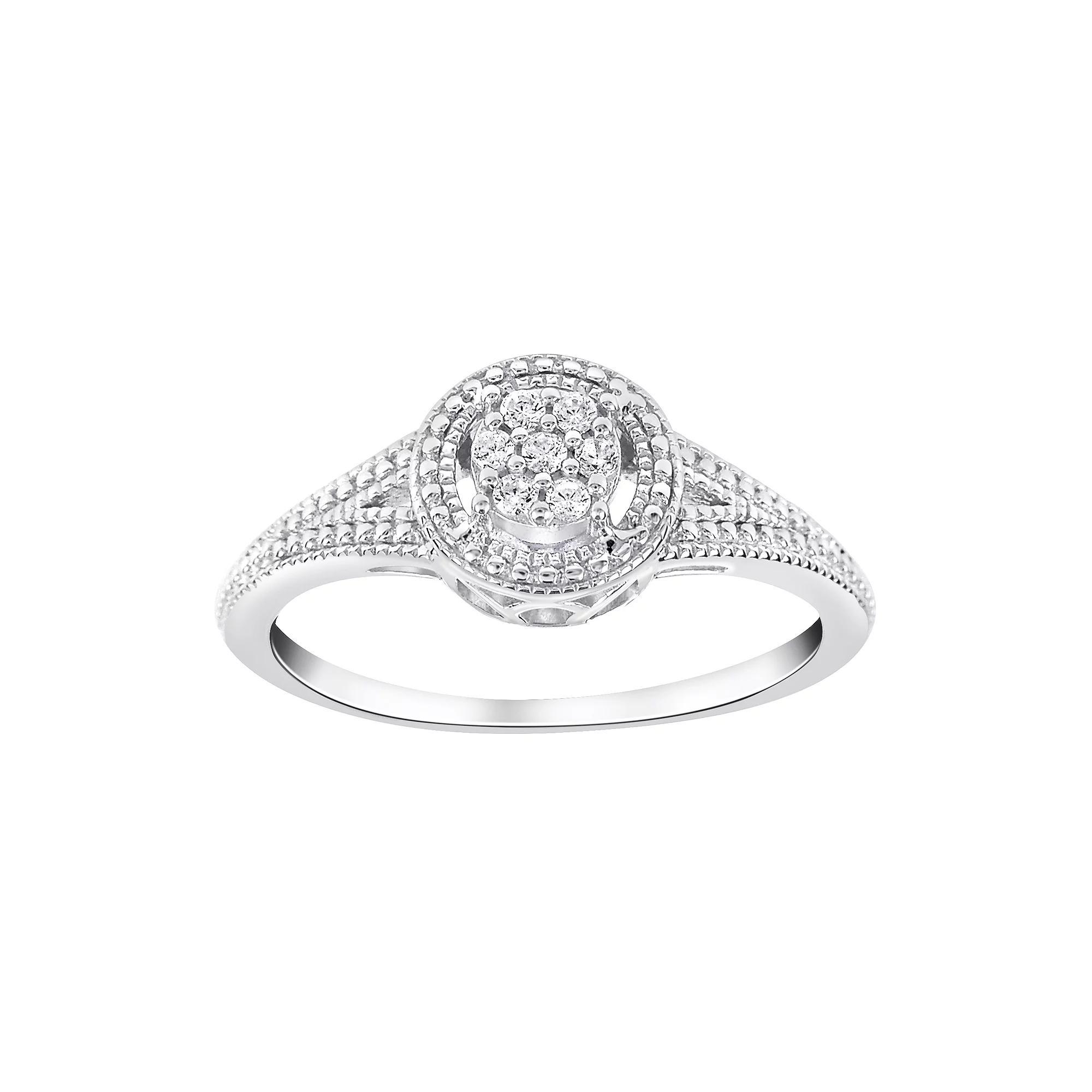SIRI USA by TJM Sterling Silver Round Cubic Zirconia Cluster Engagement Ring, Womens Product Image