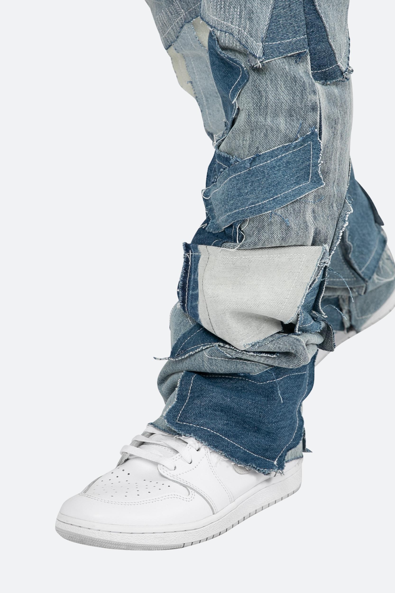 B424 Patch Flare Denim - Blue Product Image