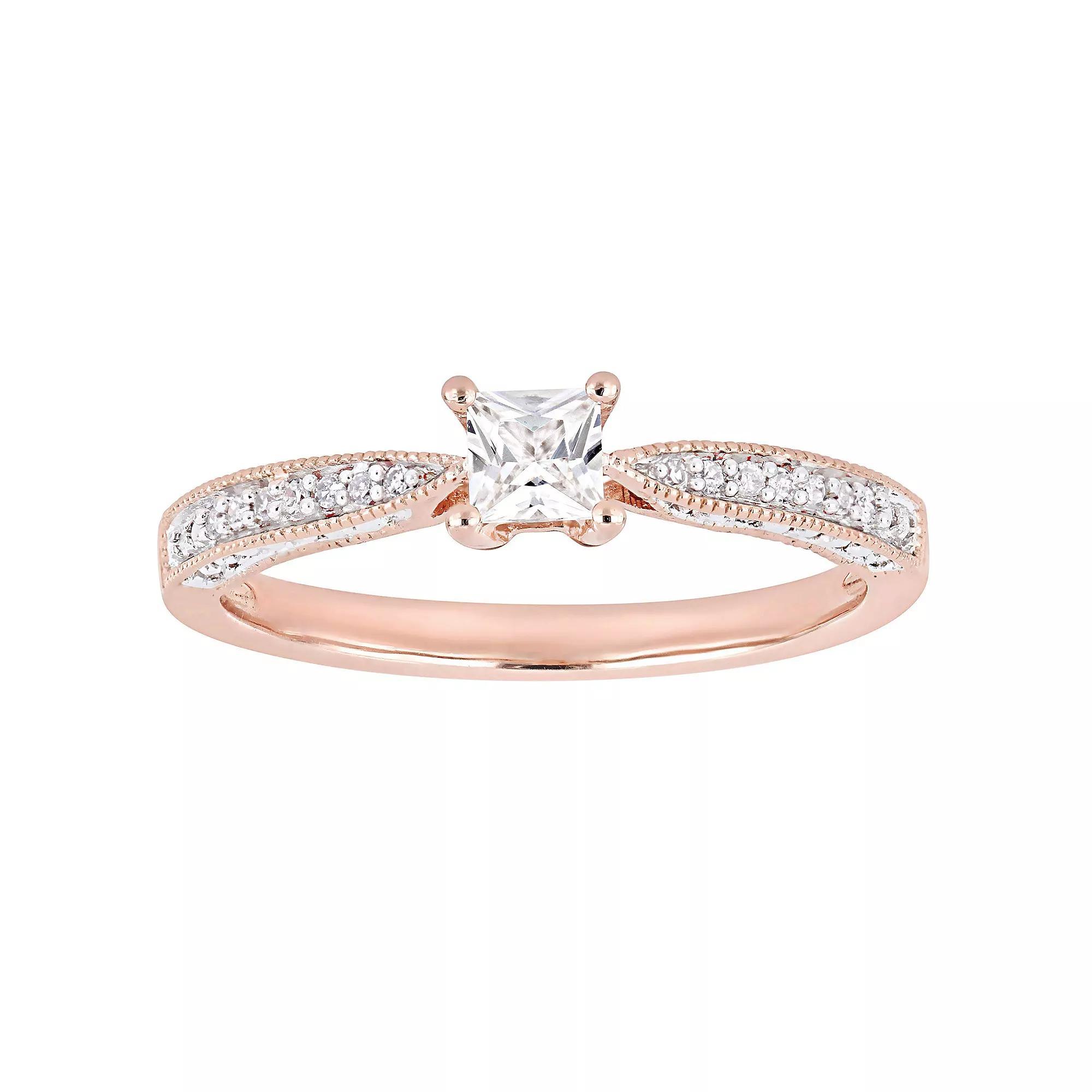 Stella Grace 18k Rose Gold Over Silver Diamond Accent & Lab-Created White Sapphire Fashion Ring, Women's, Size: 8.50 Product Image