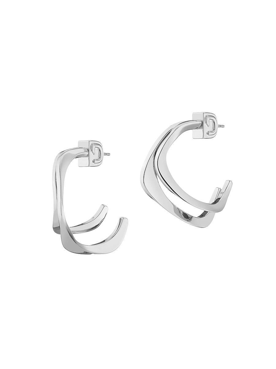 Womens Sandro Rhodium-Plated Hoop Earrings Product Image