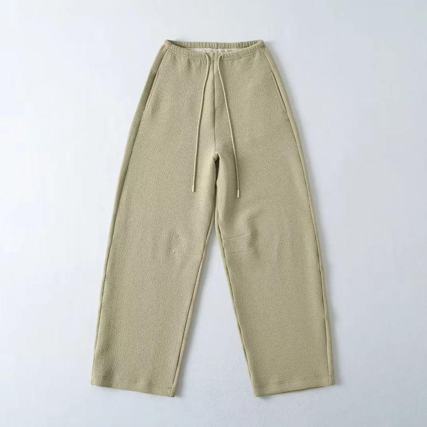 Drawstring Waist Plain Wide Leg Sweatpants Product Image