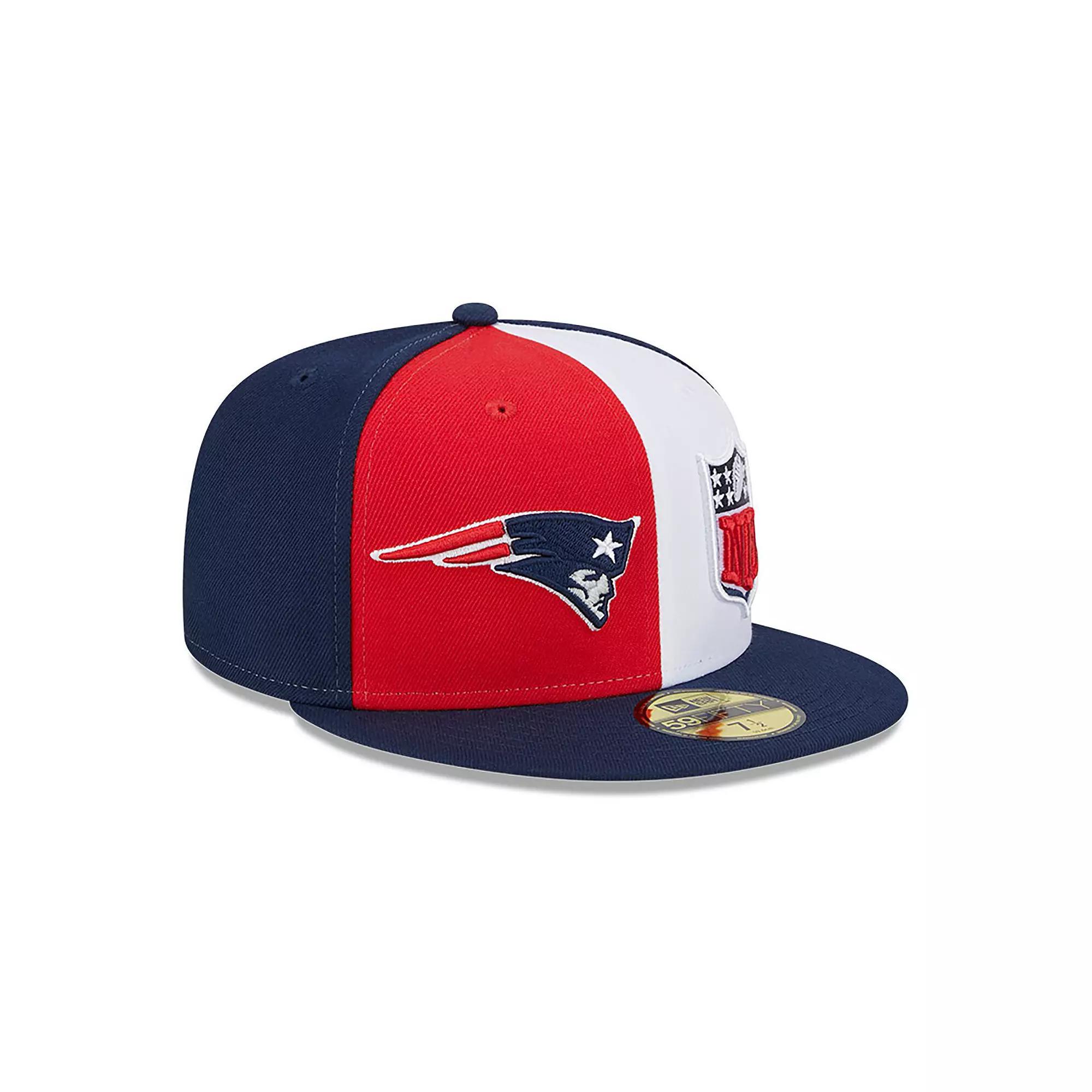 Men's New Era  Red/Navy New England Patriots 2023 Sideline 59FIFTY Fitted Hat, Size: 7 1/8 Product Image