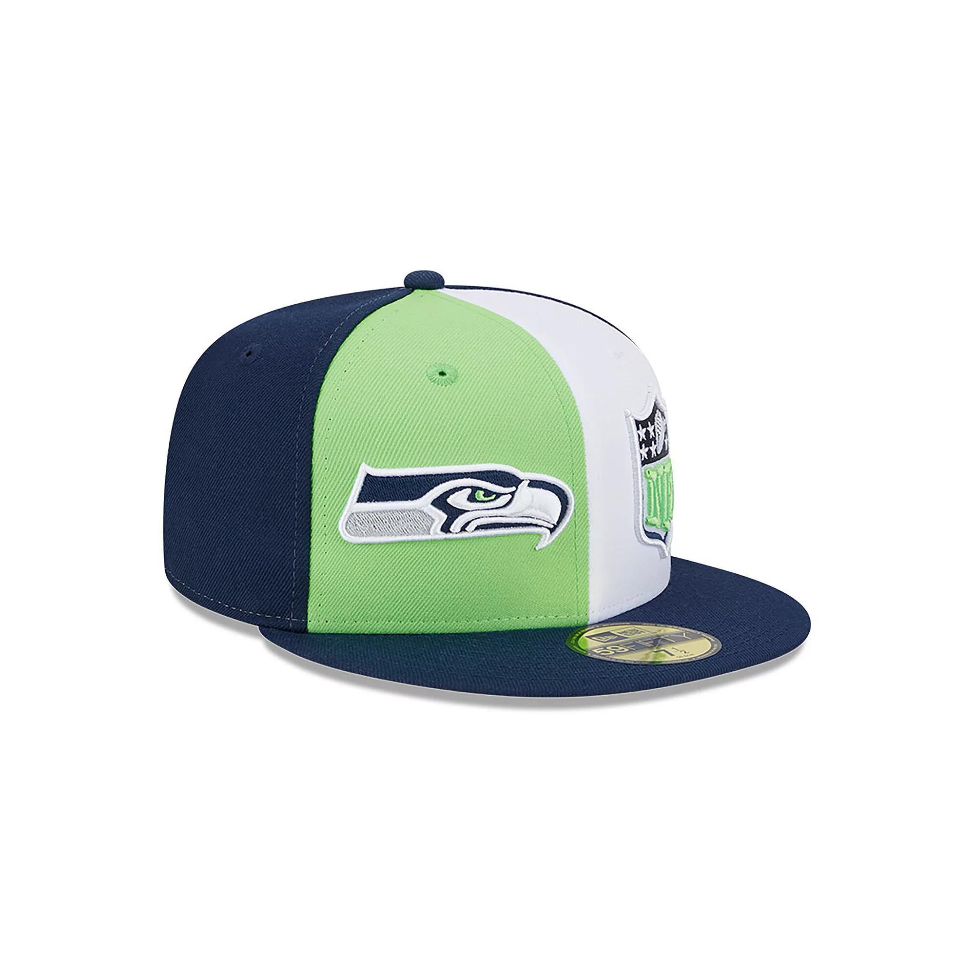 Men's New Era  Neon Green/College Navy Seattle Seahawks 2023 Sideline 59FIFTY Fitted Hat, Size: 7 3/8, Brt Gr Product Image