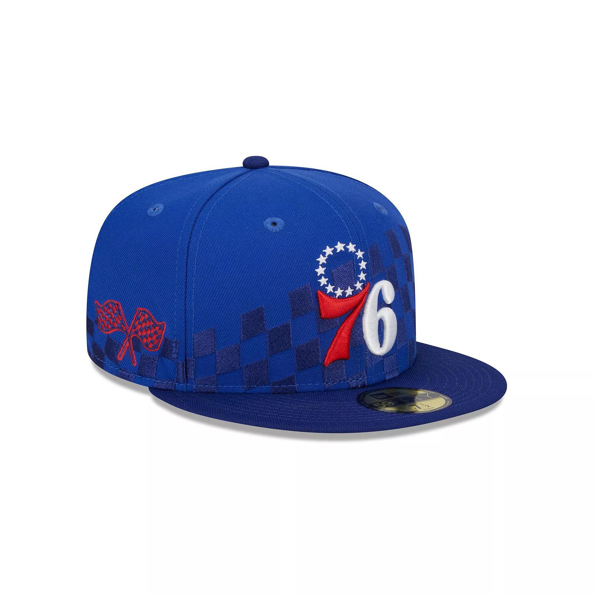 Men's New Era Royal Philadelphia 76ers 2024 NBA All-Star Game Rally Drive Checkerboard 59FIFTY Crown Fitted Hat, Size: 7 5/8, 76r Blue Product Image