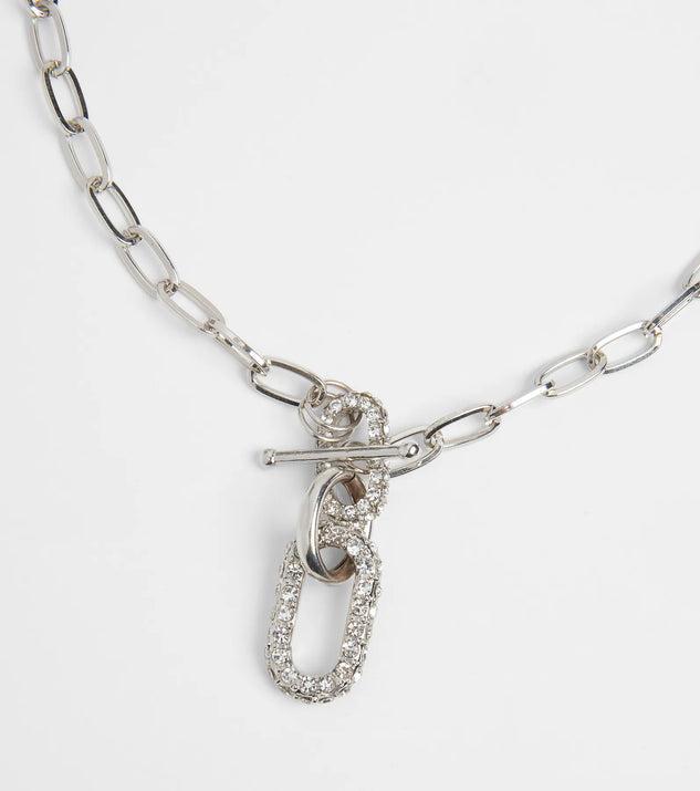 Cultivated Glam Rhinestone Chain-Link Necklace Product Image