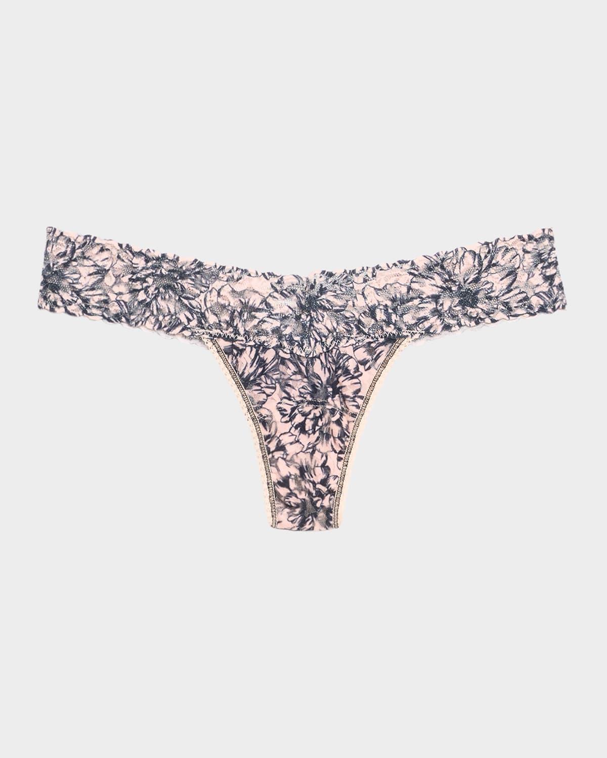 Printed Low-Rise Signature Lace Thong Product Image