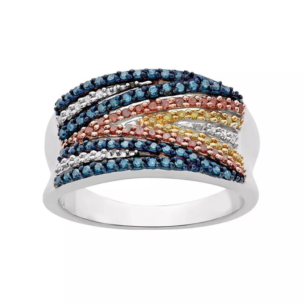 Jewelexcess 1/2 Carat T.W. Diamond Sterling Silver Zigzag Concave Ring, Women's, Size: 8, Multicolor Product Image