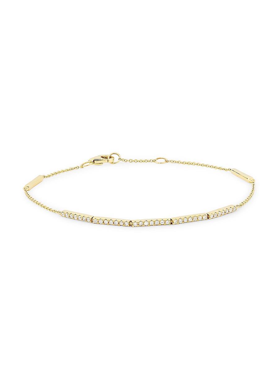 Womens 14K Yellow Gold & 0.23 TCW Diamond Bar Chain Bracelet Product Image