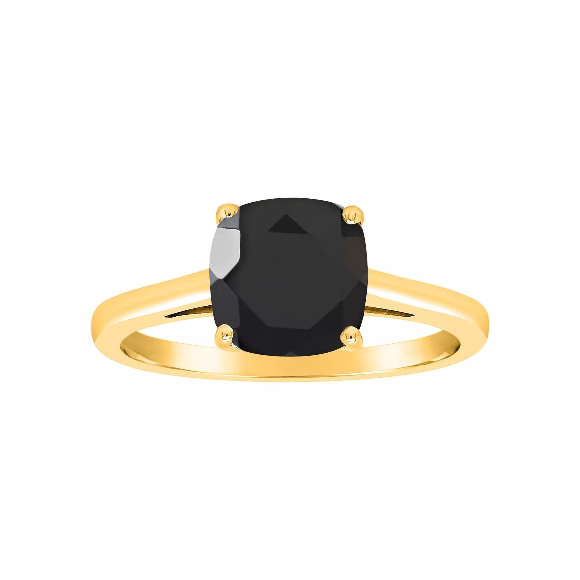 Alyson Layne 14k Gold Cushion Black Onyx Solitaire Ring, Womens Product Image