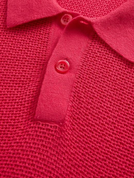Textured Crochet Polo Shirt Product Image