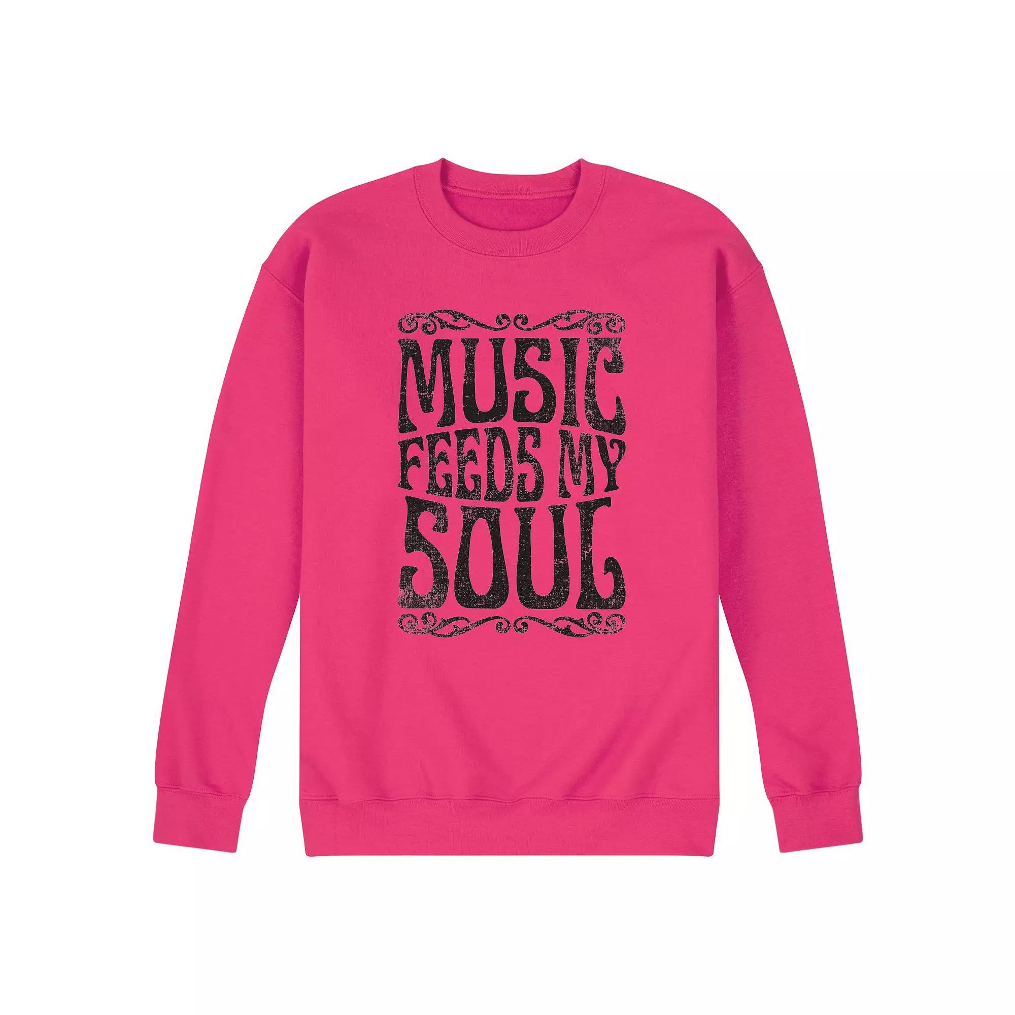 Mens Music Feeds My Soul Fleece Sweatshirt Grey Gray Product Image