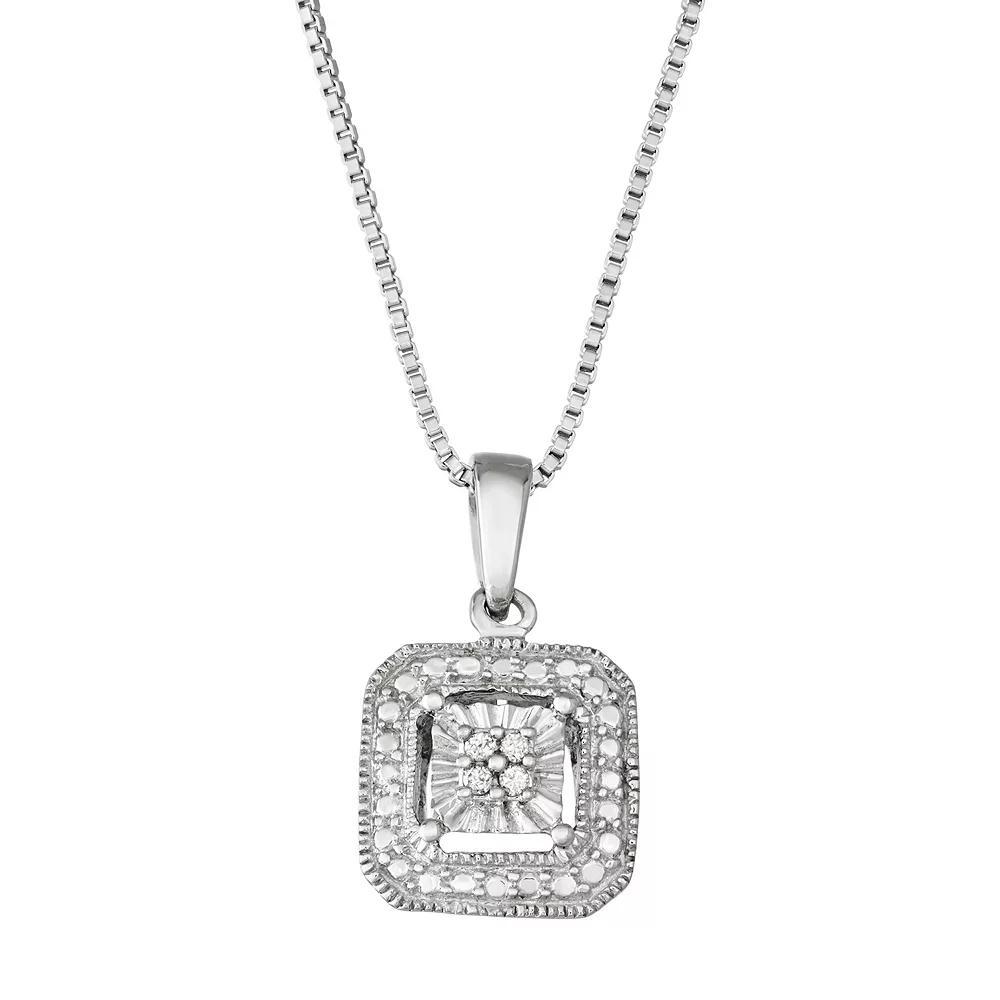 Sterling Silver Diamond Accent Square Pendant, Women's, Size: 18" Product Image
