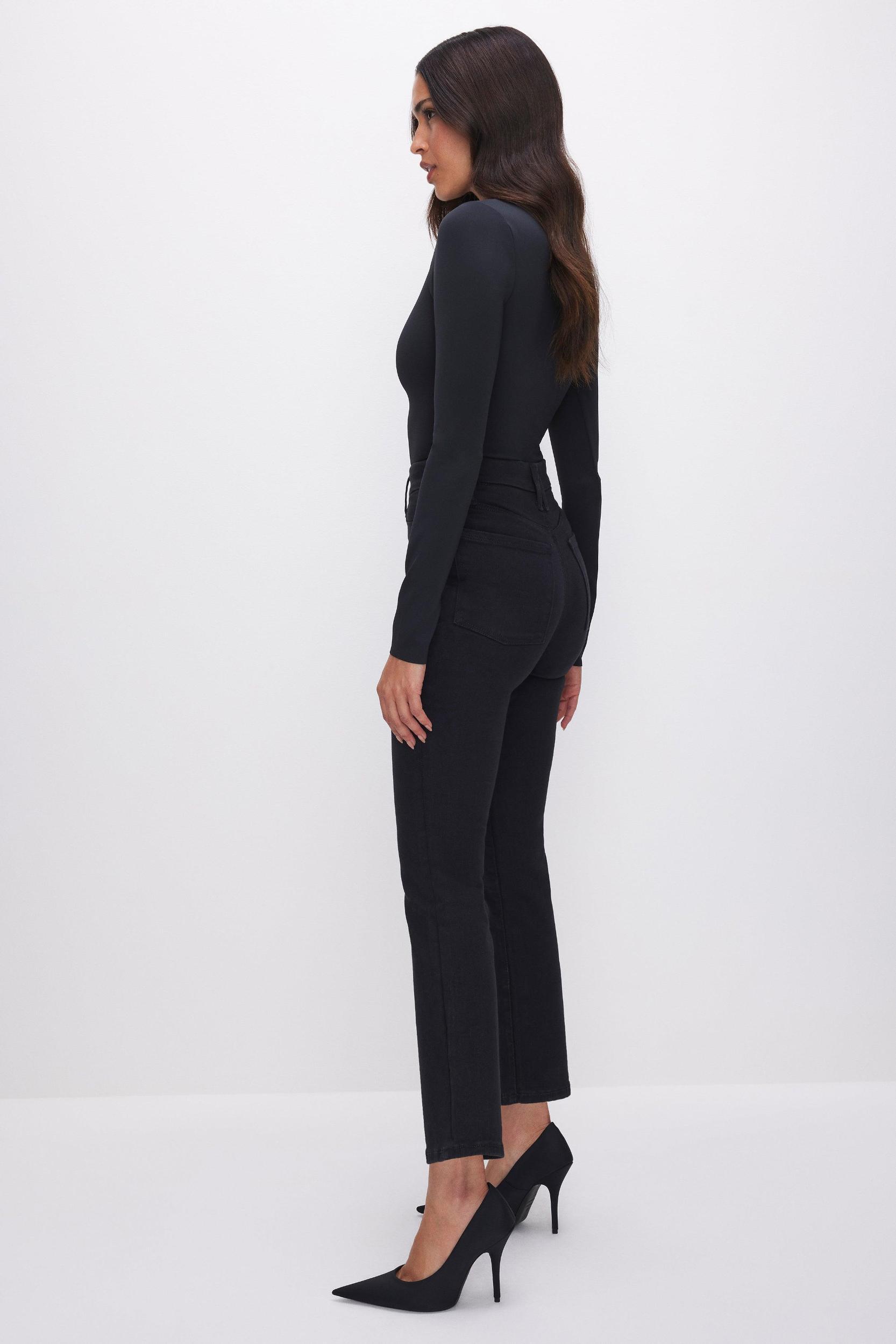 POWER STRETCH PULL-ON STRAIGHT JEANS | BLACK001 Product Image