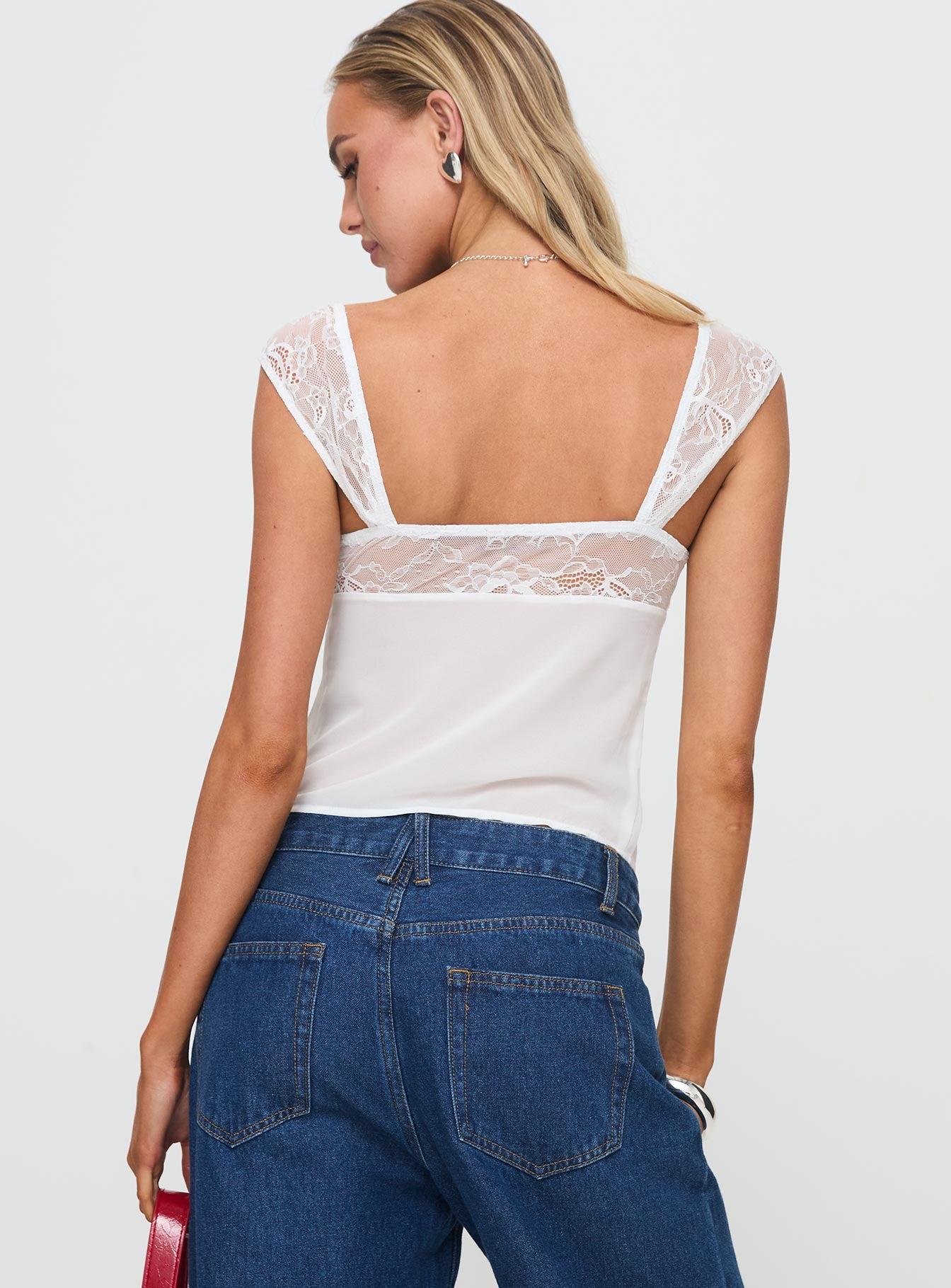 Fairhaven Bow Detail Top White Product Image