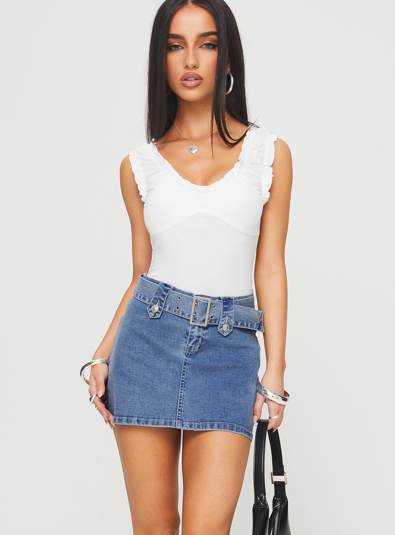 Domino Mini Skirt Mid Blue Denim Product Image