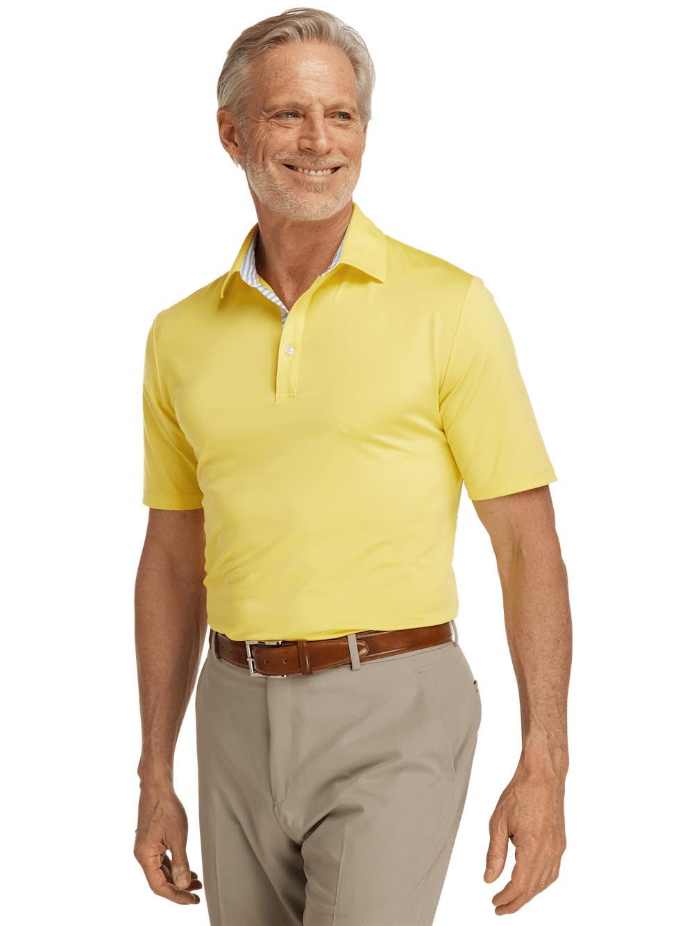 Performance Blend Three Button Polo - Light Yellow Product Image