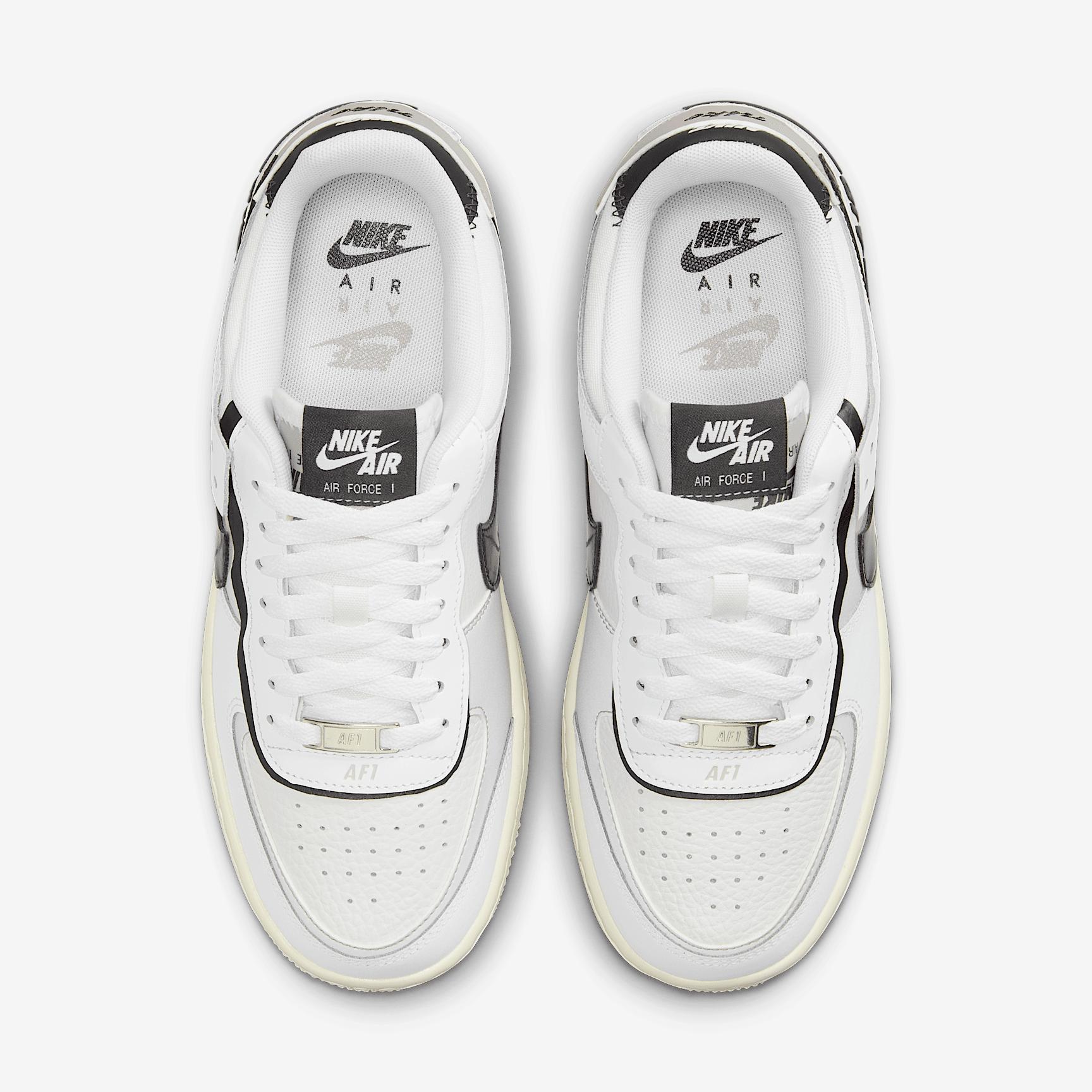 Nike Womens Air Force 1 Shadow Casual Shoes in White/Off Noir/Collegiate Grey Product Image
