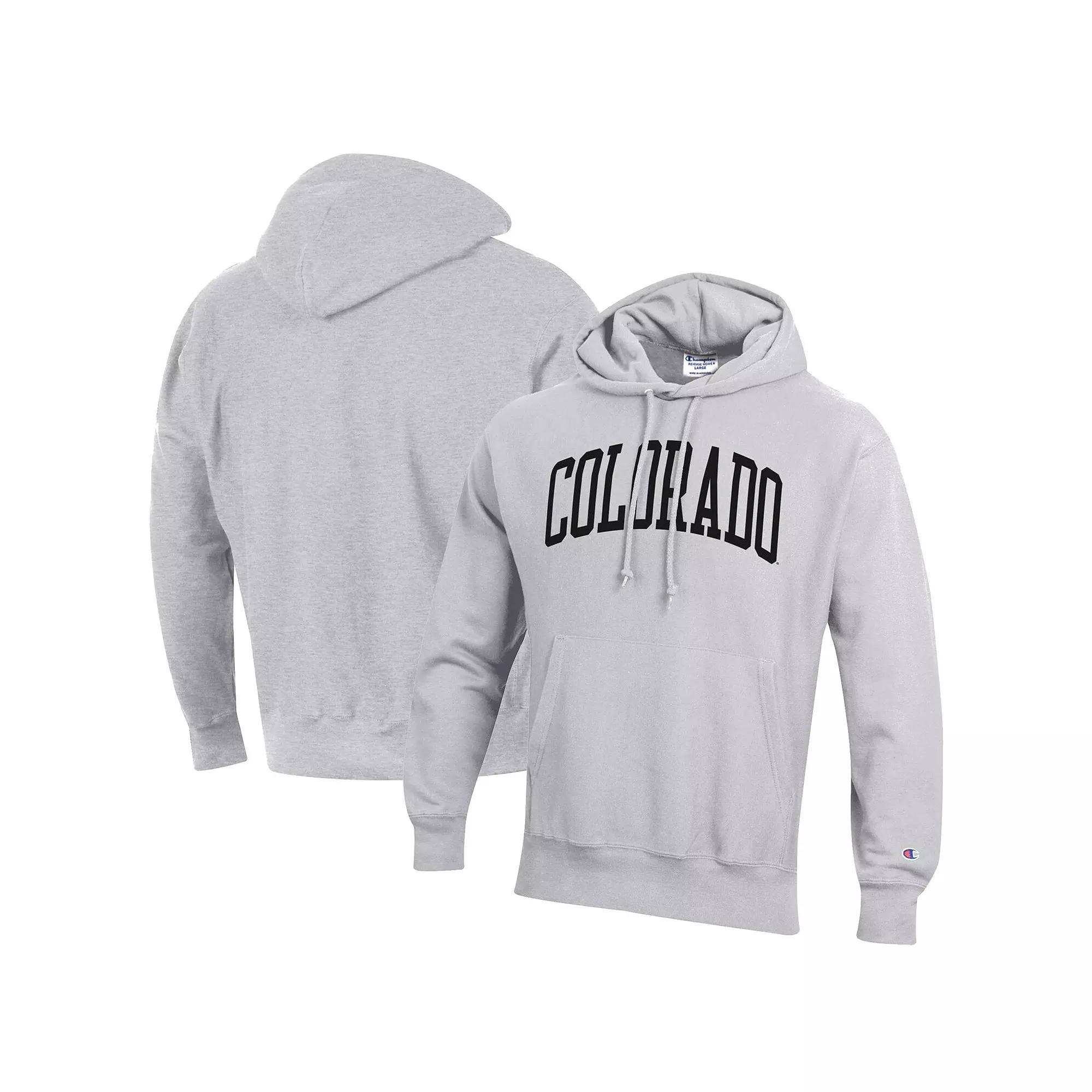 Men's Champion Heathered Gray Colorado Buffaloes Team Arch Reverse Weave Pullover Hoodie, Size: 2XL, Grey Product Image