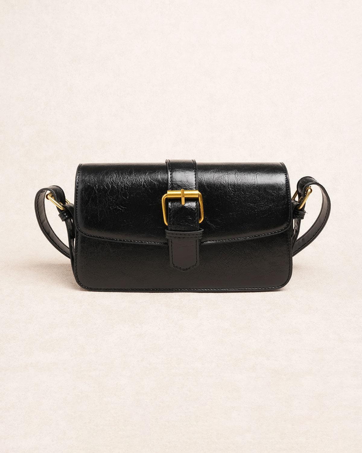 Black Faux Leather Shoulder Bag Product Image