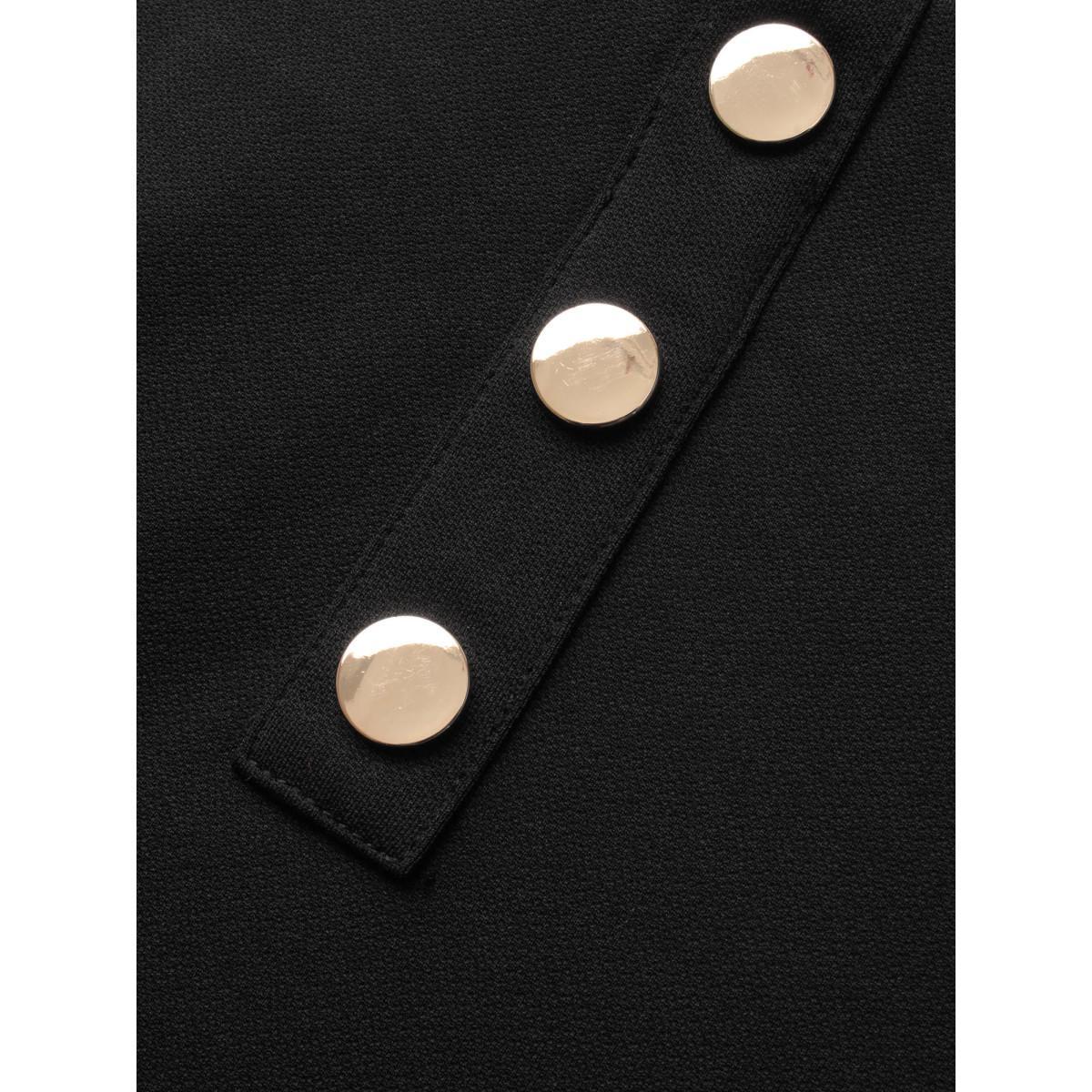 Plus Size High Rise Button Detail Stretchy Pants Women Black Workwear Essentials Skinny High Rise Work Pants BloomChic 22-24/3X Product Image