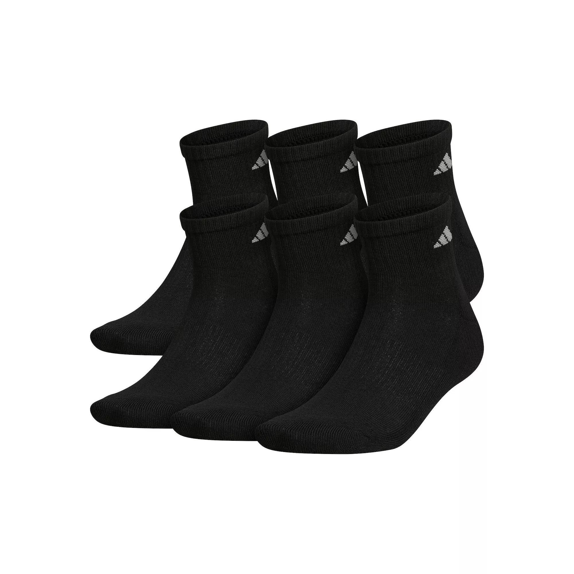 Men's adidas 6-pack Athletic Cushioned Quarter Socks, Size: 5-8, Black Product Image