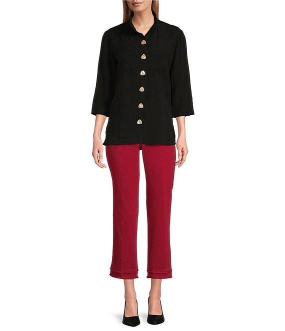 John Mark Stretch High Rise Straight Leg Tiered Fringe Hem 5-Pocket Jeans Product Image