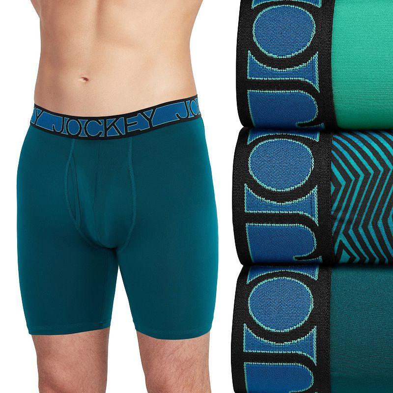 Men's Jockey 3-Pack Active Microfiber 9" Long Leg Boxer Briefs, Size: Large, Dove Gray Team Product Image