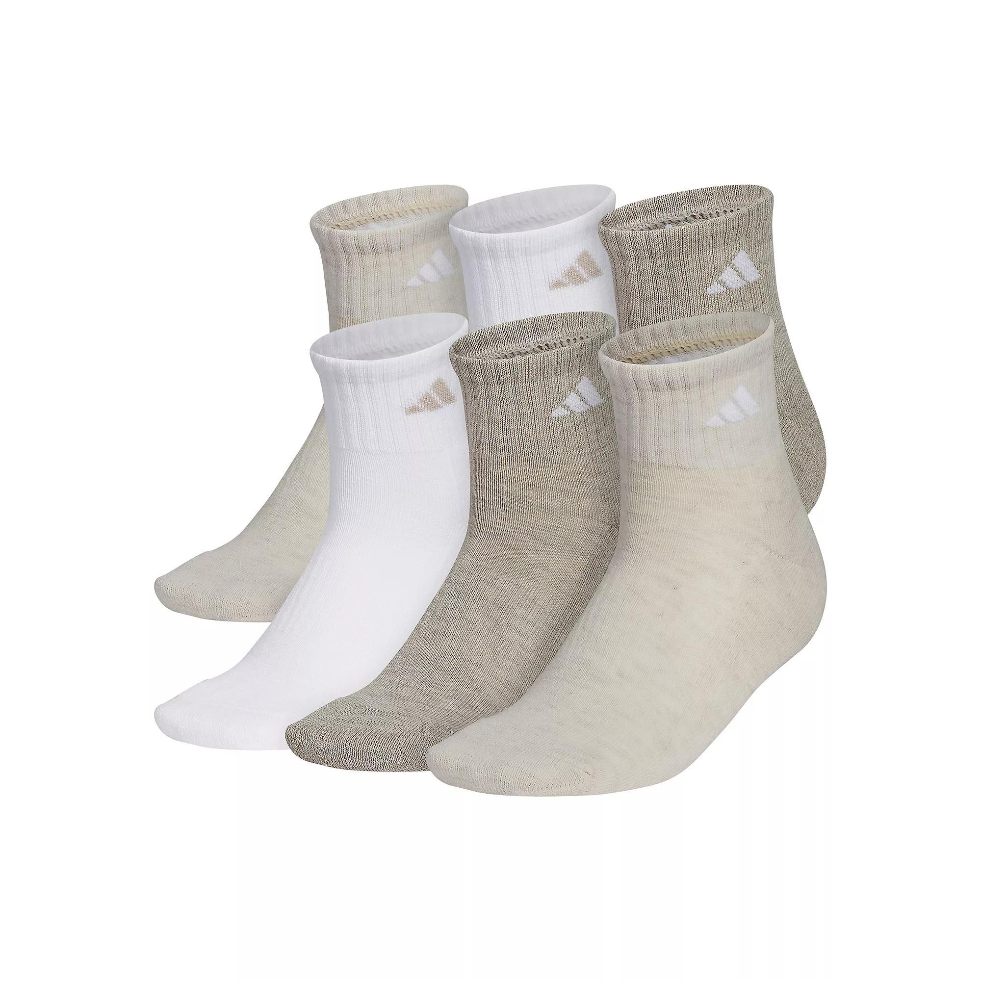 Women's adidas 6-Pack Athletic Quarter Length Socks, Size: 5-10, Beige Product Image
