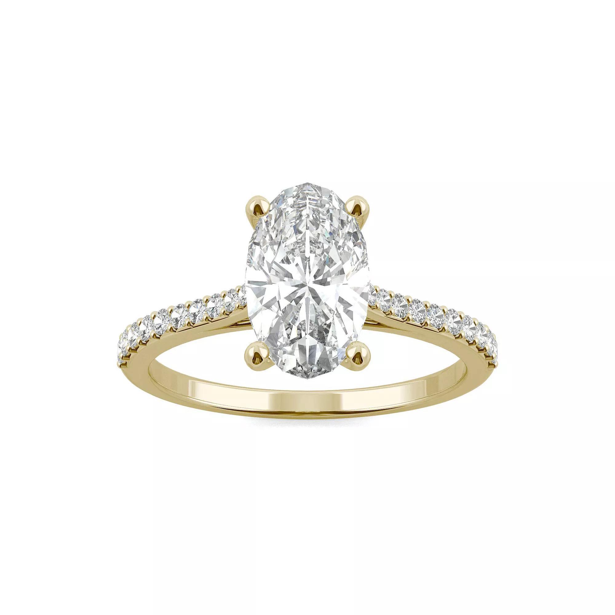 Charles & Colvard 14k White Gold 2 1/2 Carat T.W. Lab-Created Moissanite Elongated Oval Engagement Ring, Womens Product Image
