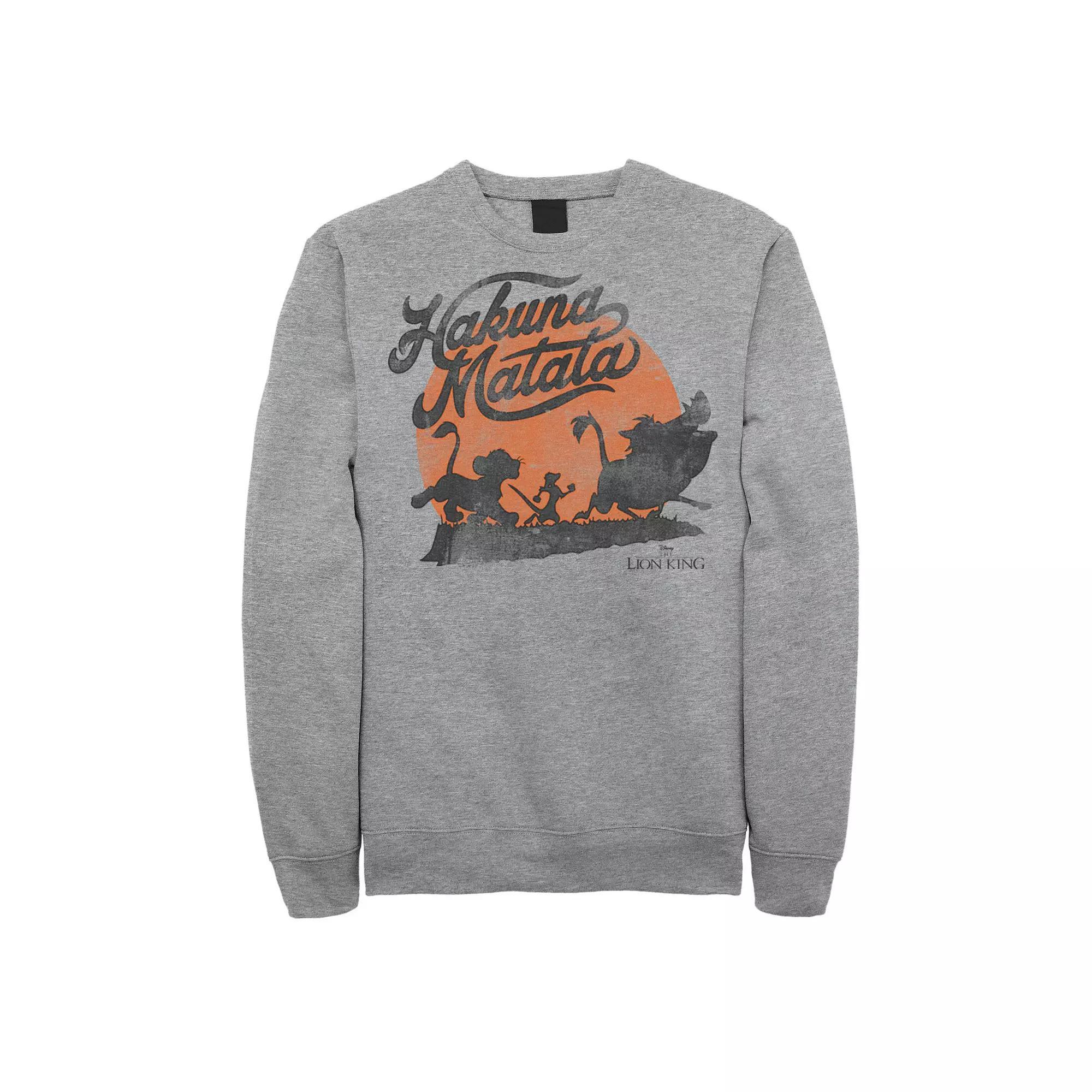 Disney's The Lion King Hakuna Matata Orange Sunset Vintage Men's Sweatshirt, Size: XXL, Athletic Grey Product Image