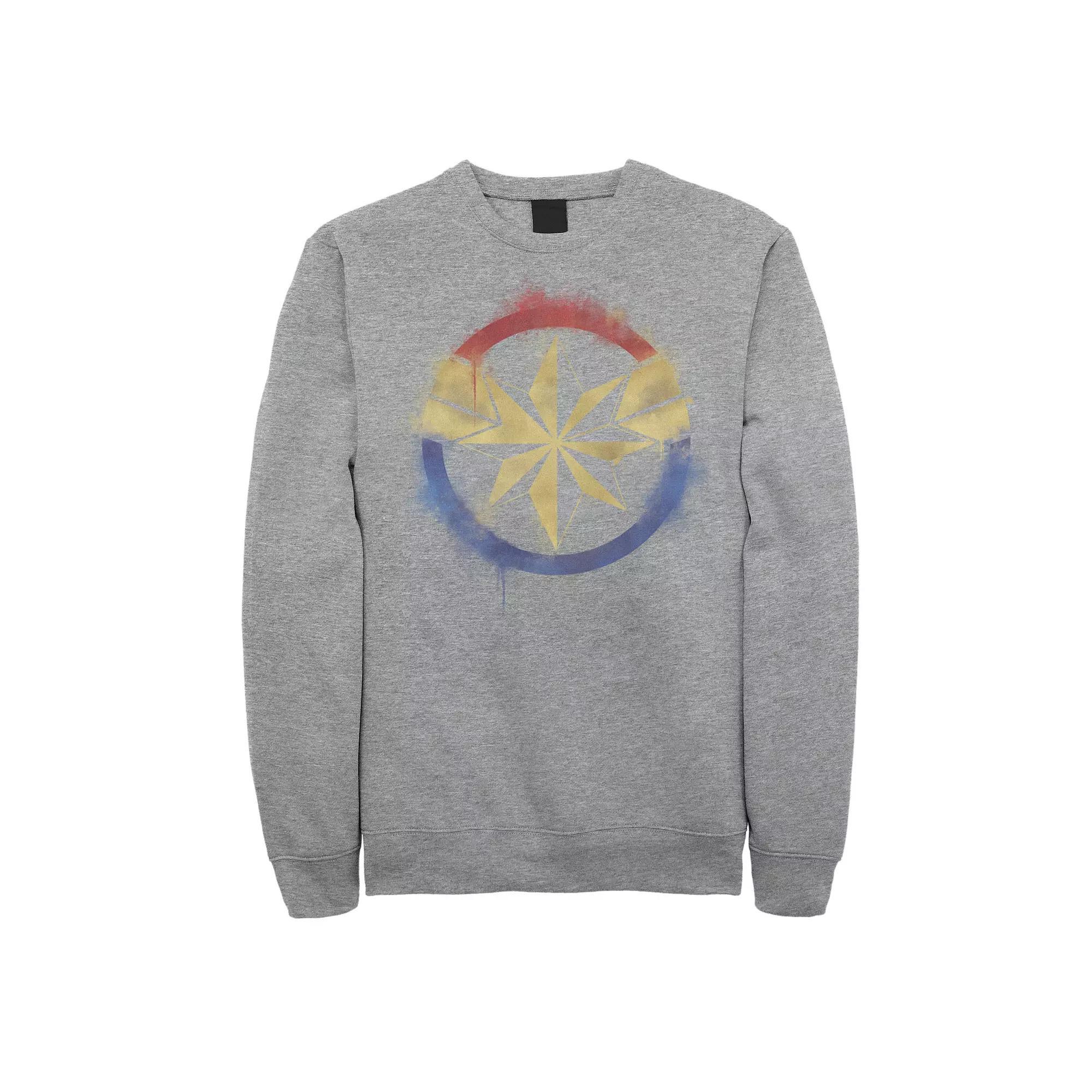 Men's Marvel Avengers Endgame Captain Marvel Spray Paint Logo Sweatshirt, Size: XL, Athletic Grey Product Image