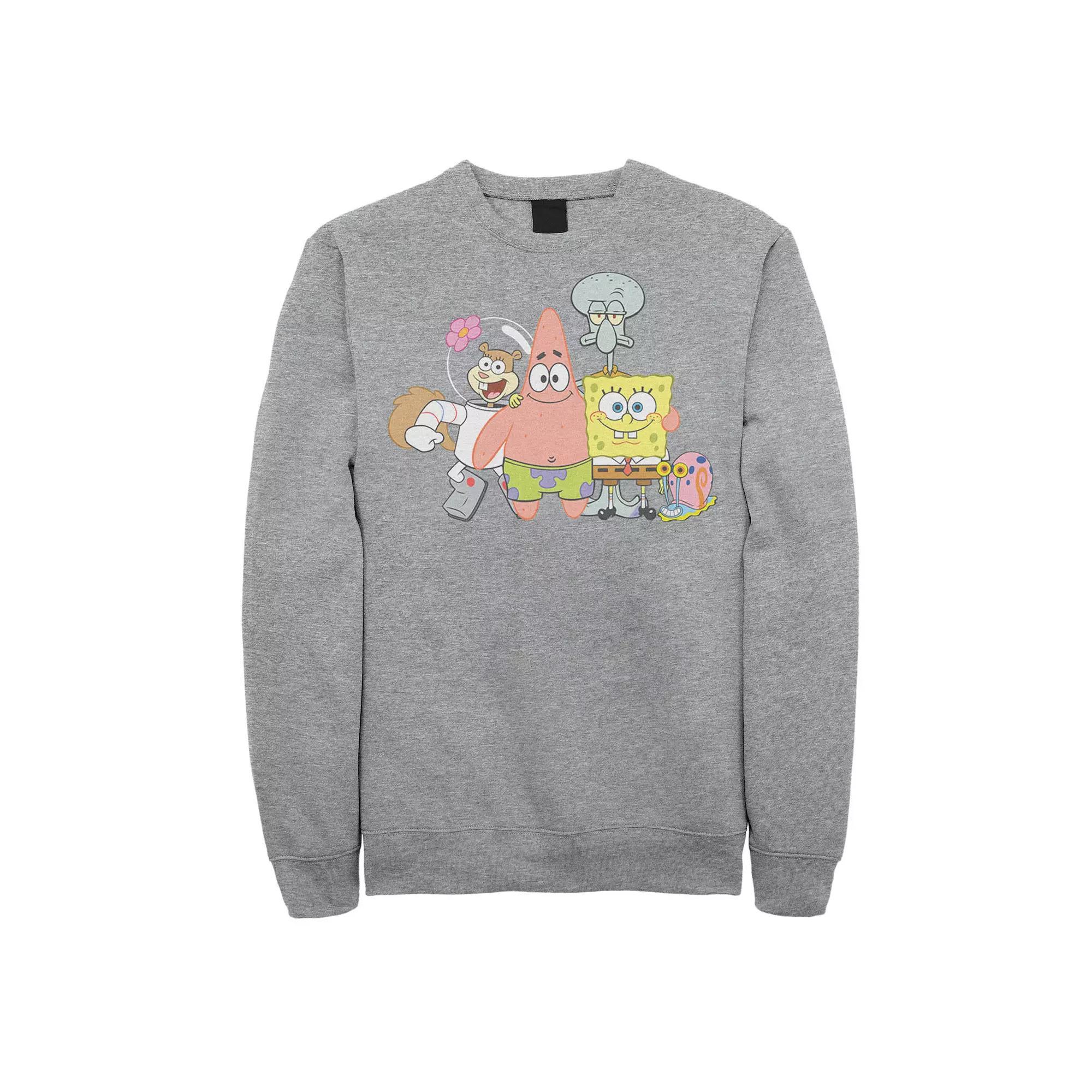 Men's Nickelodeon SpongeBob SquarePants Classic Group Shot Sweatshirt, Size: XXL, Athletic Grey Product Image