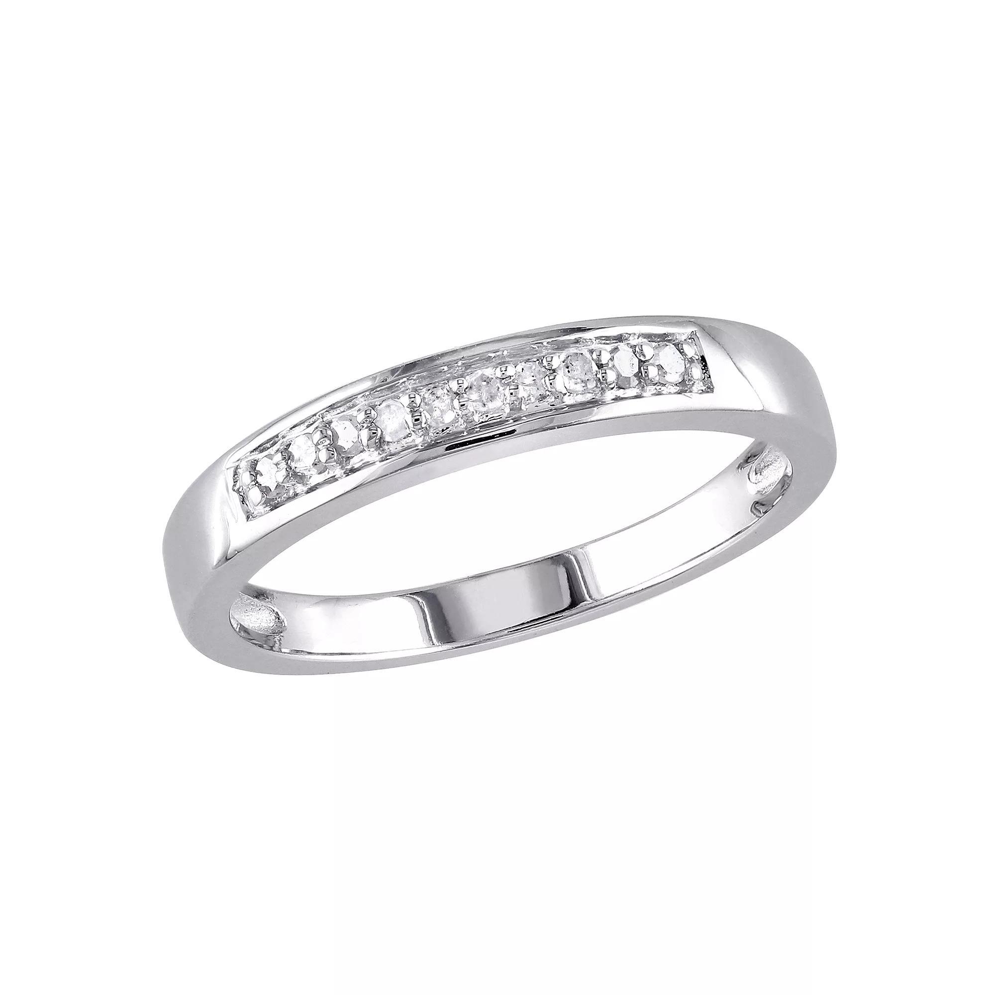 Stella Grace Sterling Silver 1/10 Carat T.W. Diamond Wedding Ring, Womens White Product Image