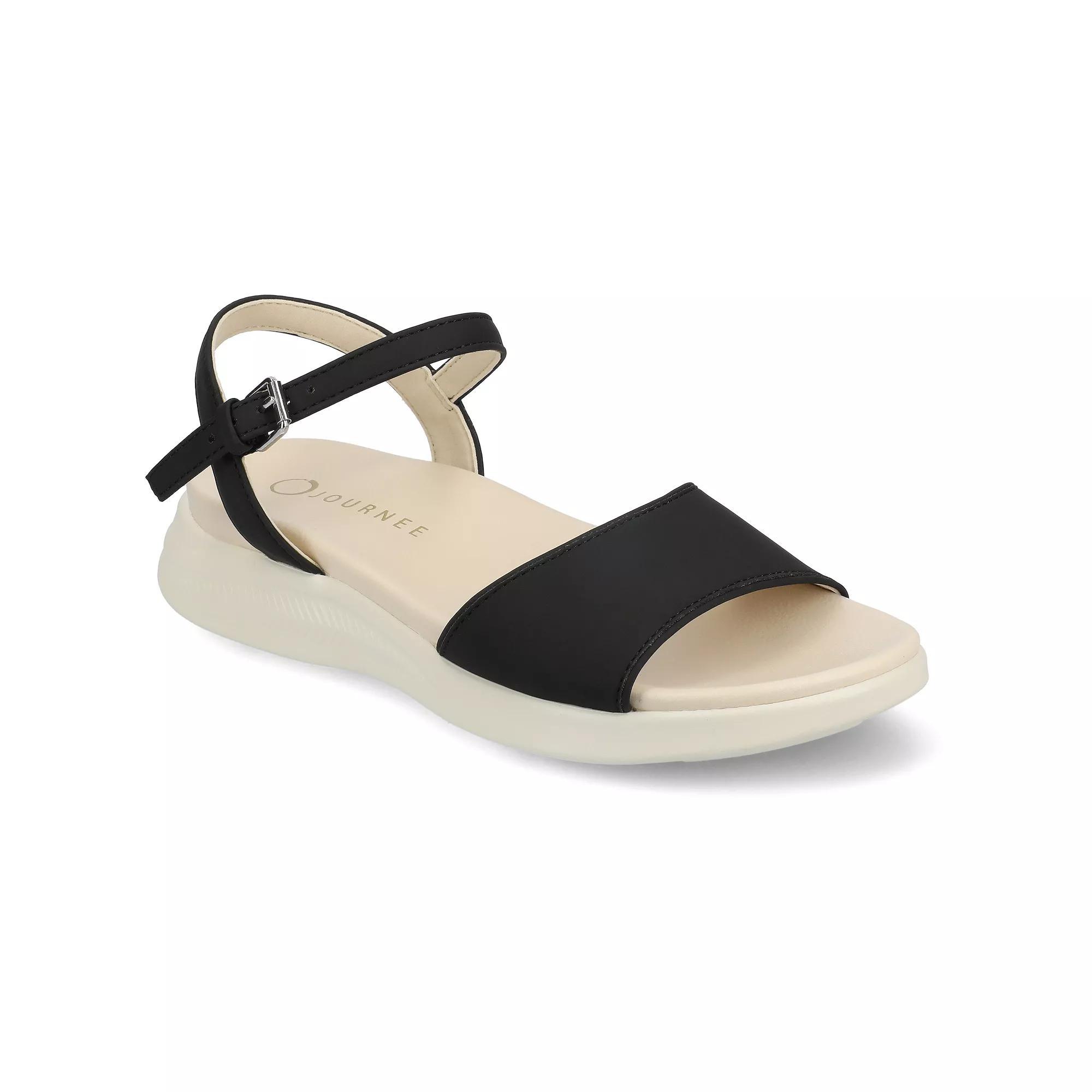 Journee Jaylee Ankle Strap & Buckle Women's Sandals, Size: 7.5, Black Product Image