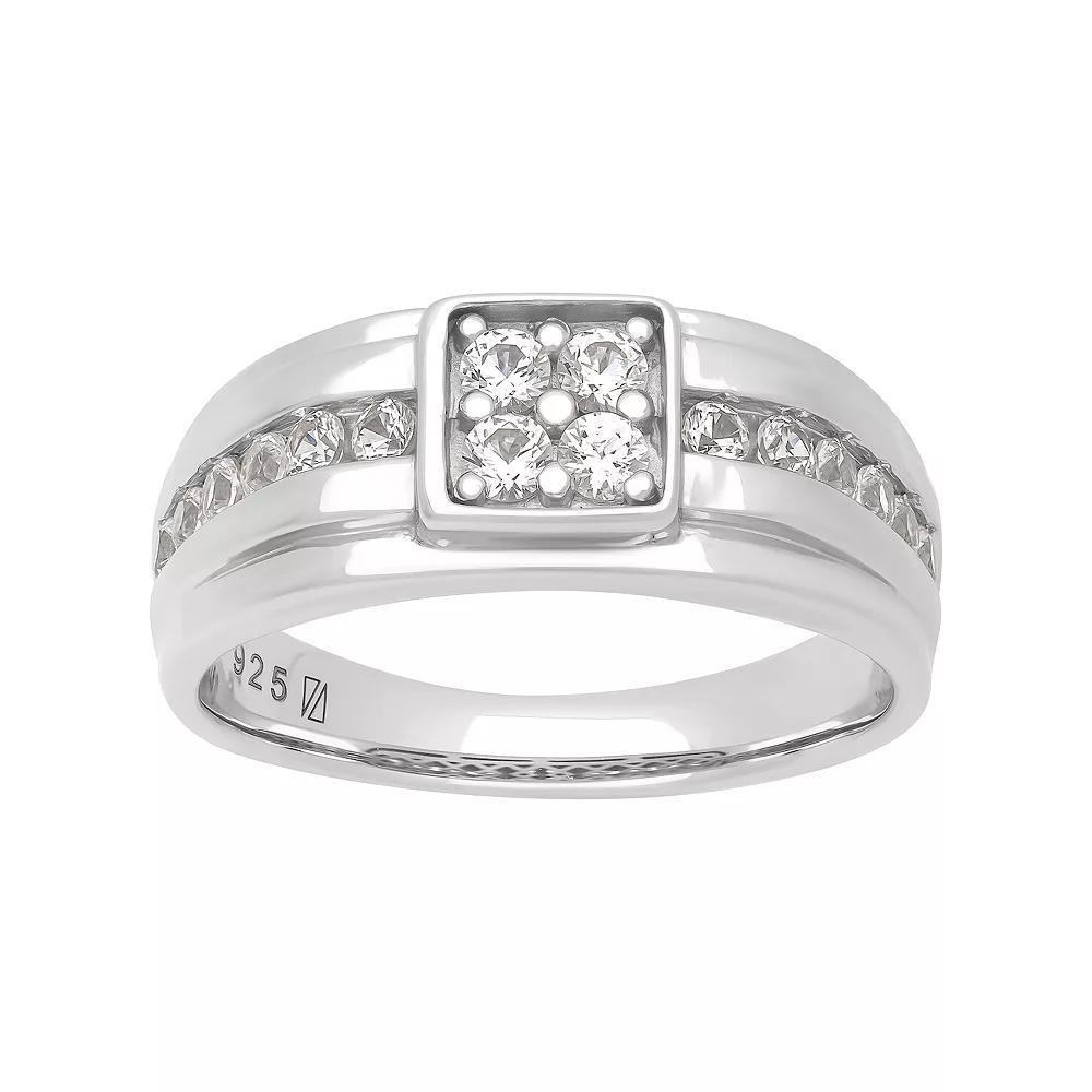 AXL Men's Sterling Silver 1 1/8 Carat T.W. Lab-Created White Sapphire Band, Size: 10 Product Image