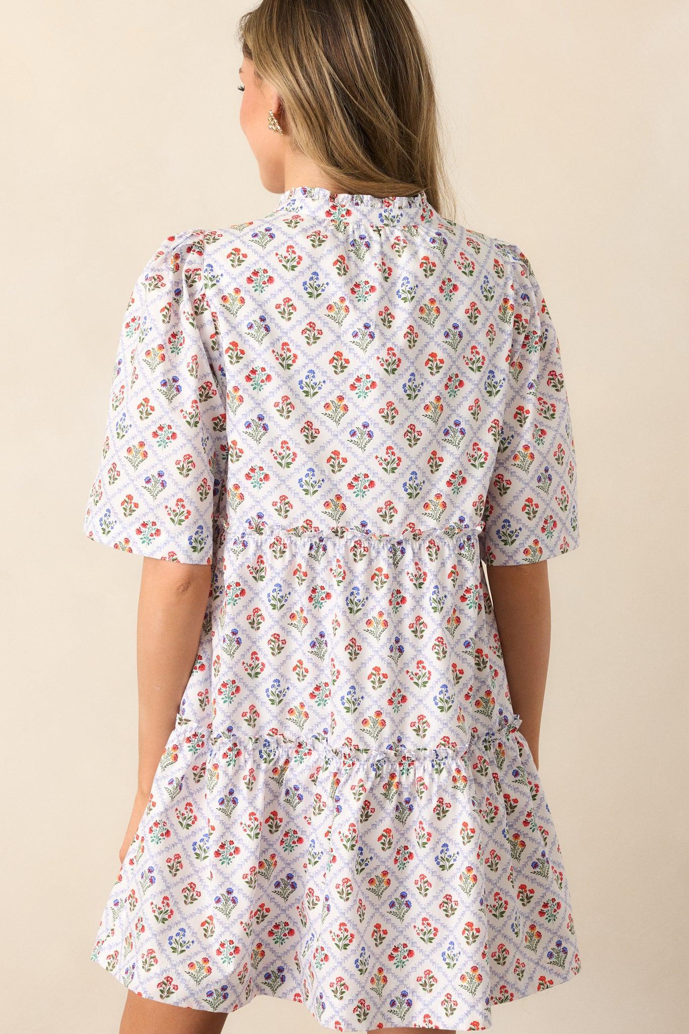 Hold Onto Hope Light Blue Floral Cotton Mini Dress Product Image
