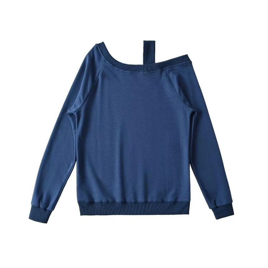 Cold-Shoulder Asymmetrical Plain Pullover Product Image