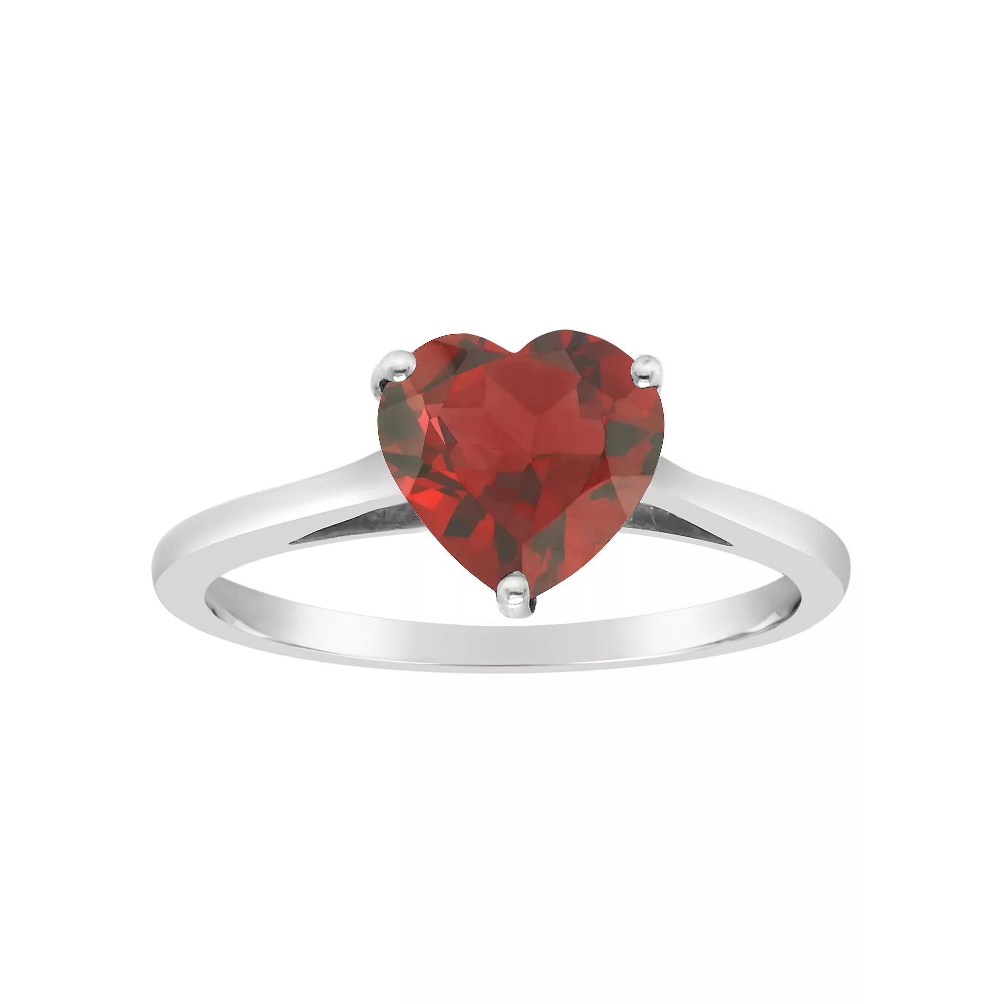 Alyson Layne Sterling Silver Heart Shape Garnet Ring, Women's, Size: 7 Product Image
