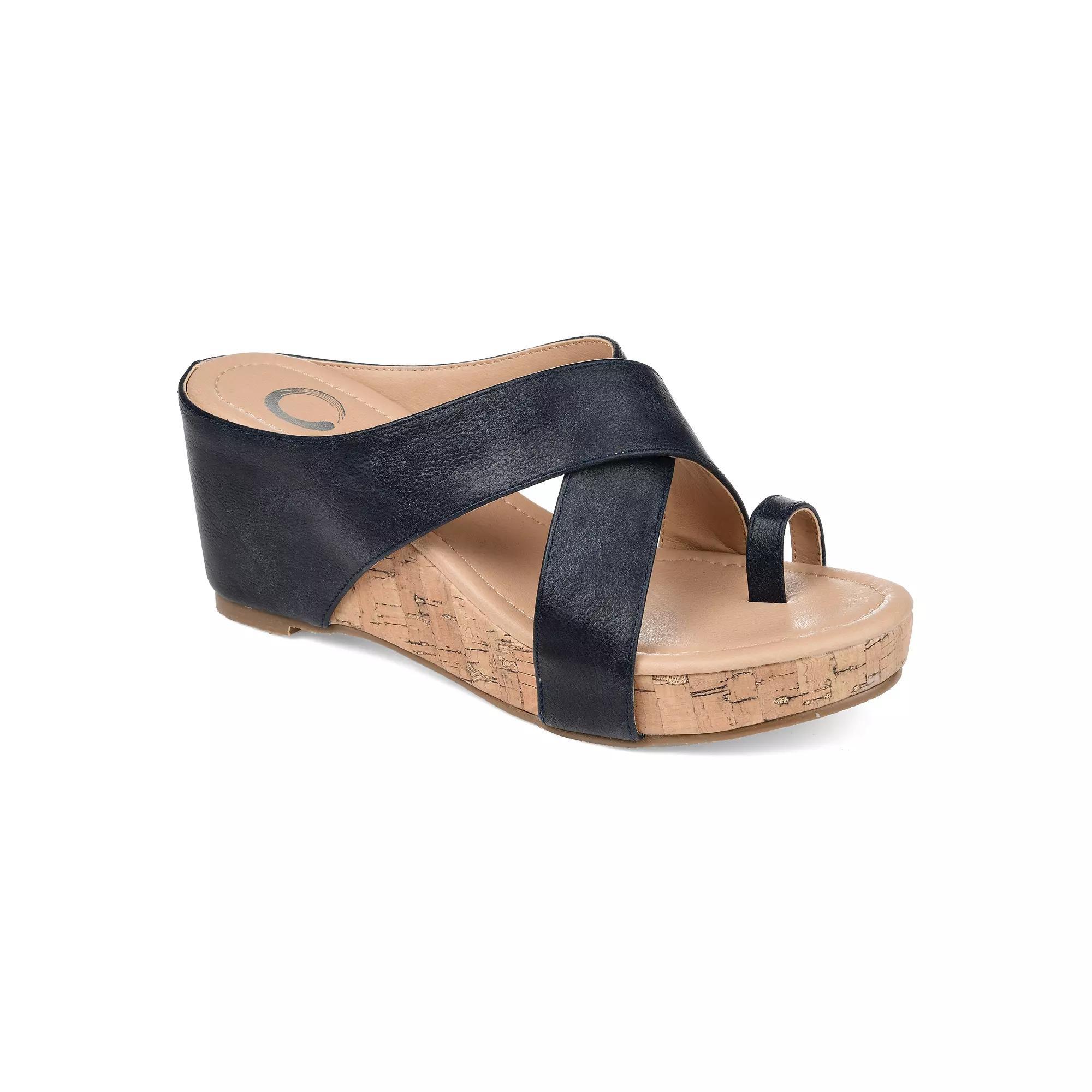 Journee Rayna Womens Wedge Sandals Blue Product Image