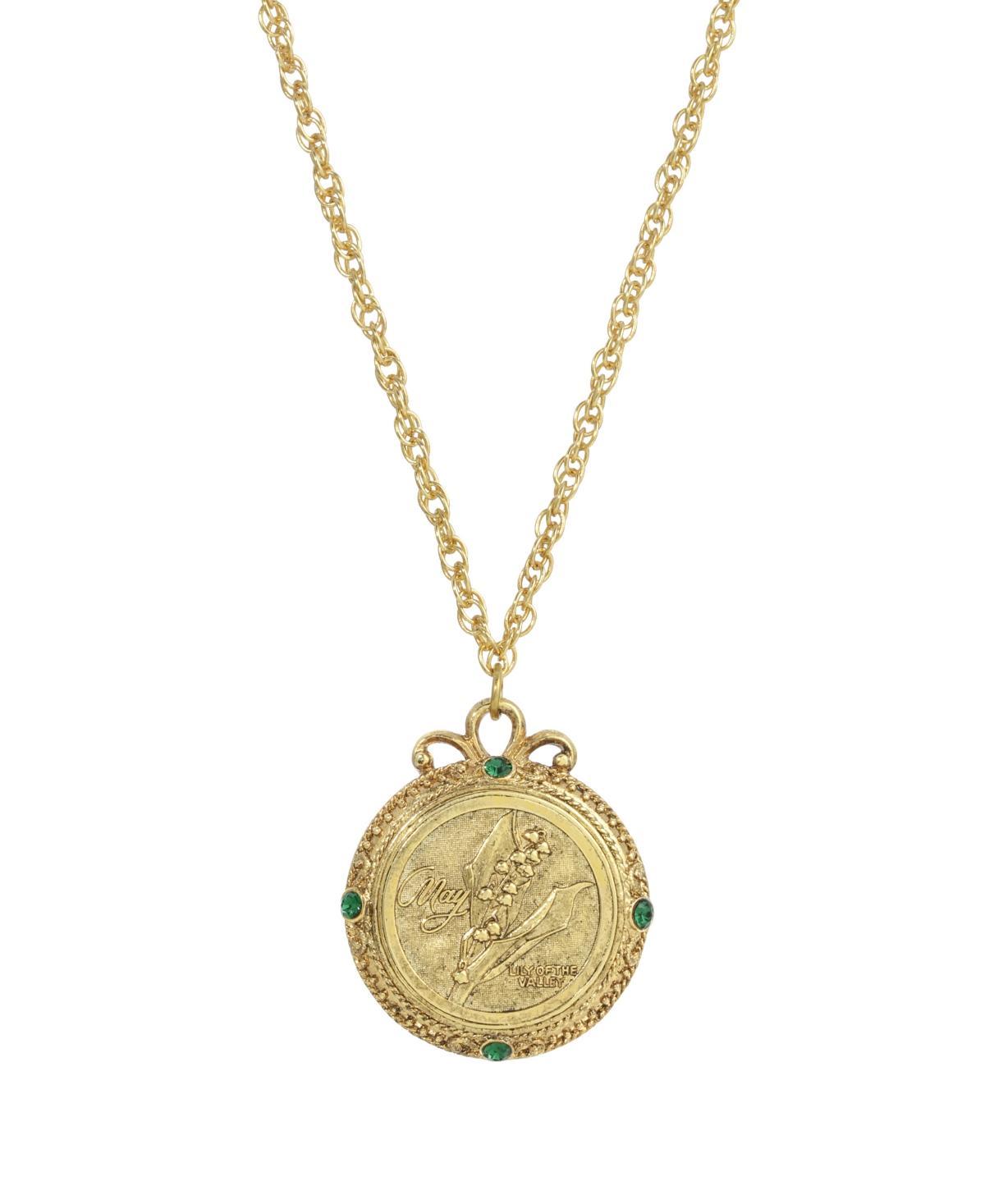 1928 Gold Tone Flower of the Month Pendant Necklace, Womens, September Product Image