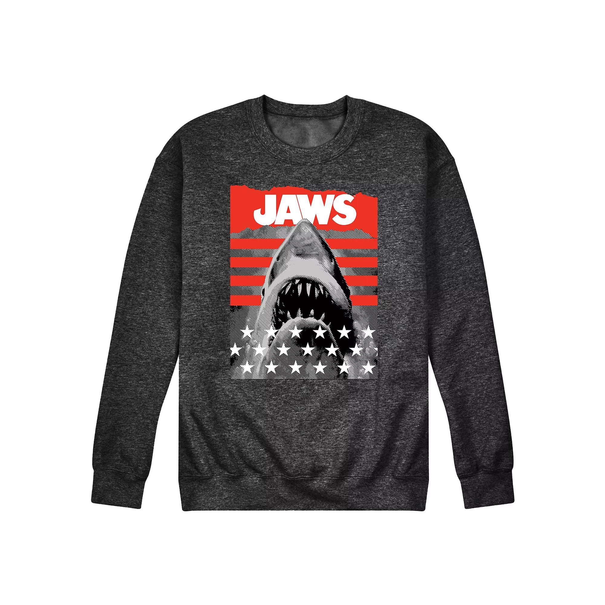 Mens Jaws Stripes And Stars Fleece Sweatshirt Heather Grey Product Image