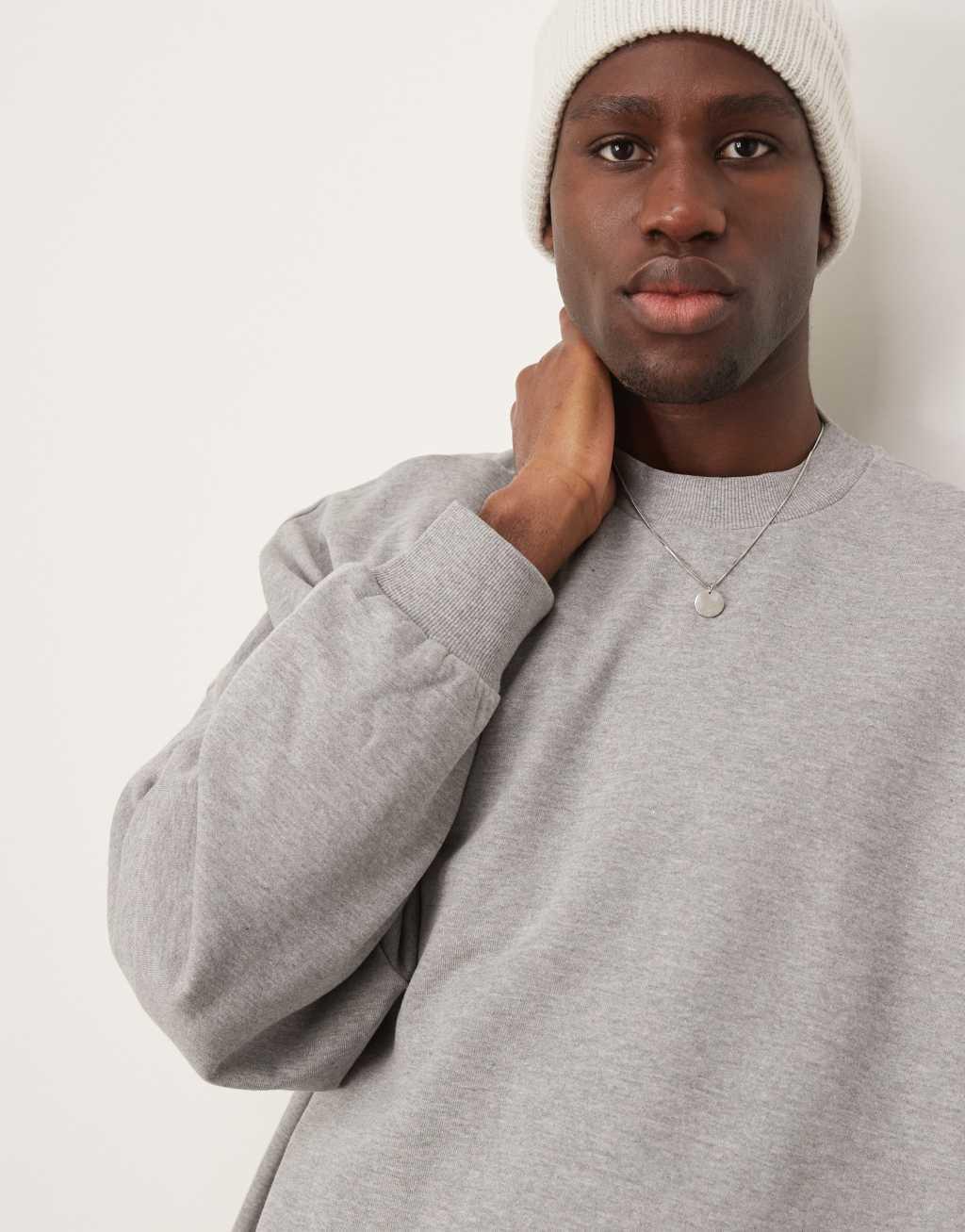 ASOS DESIGN essential extreme oversized sweatshirt in gray heather Product Image