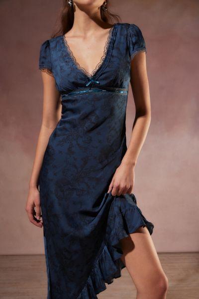 Kimchi Blue Cora Lace Trim Asymmetrical Midi Dress Womens at Urban Outfitters Product Image
