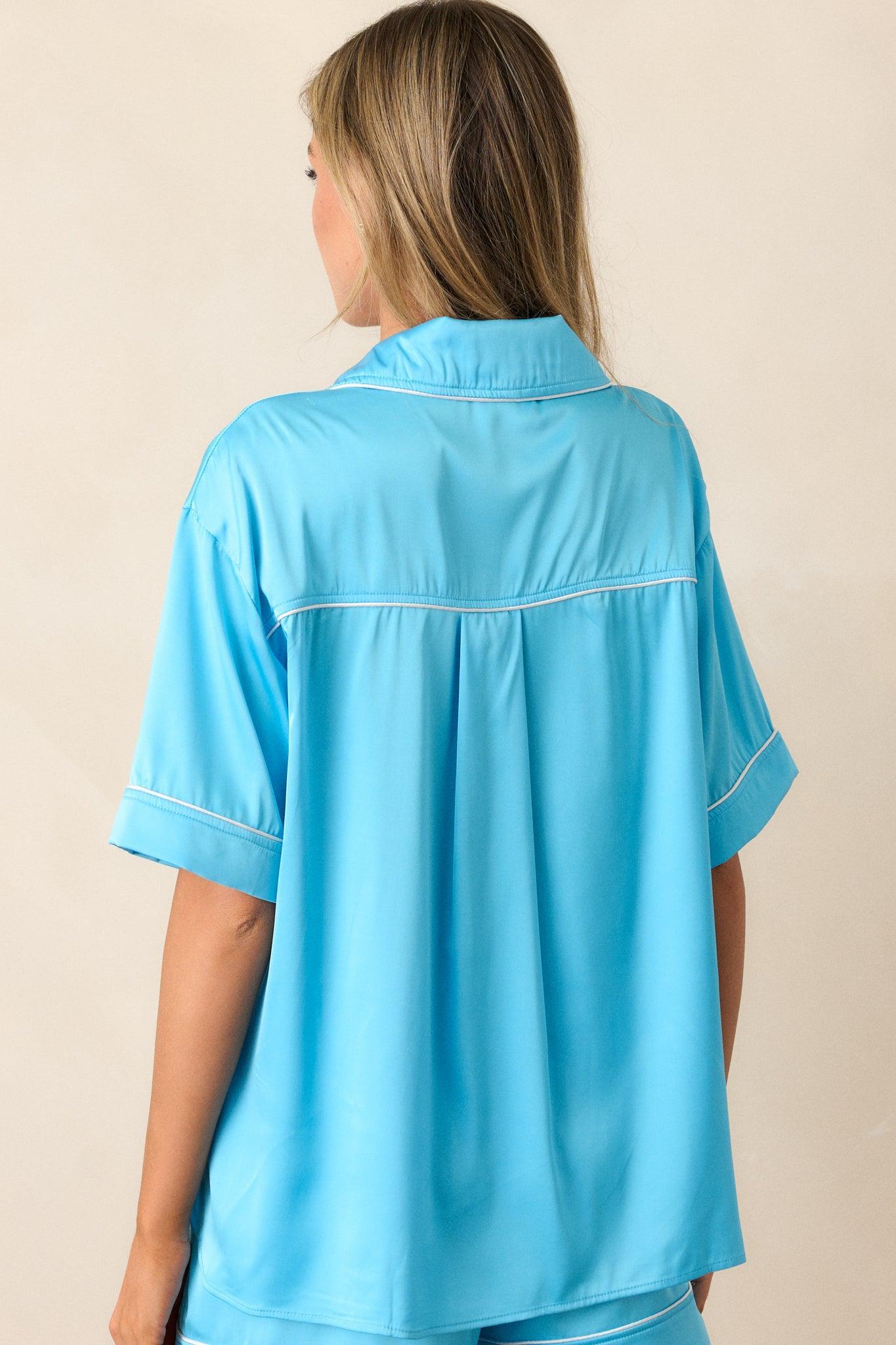 Midnight Merriment Sky Blue Pajama Top Product Image