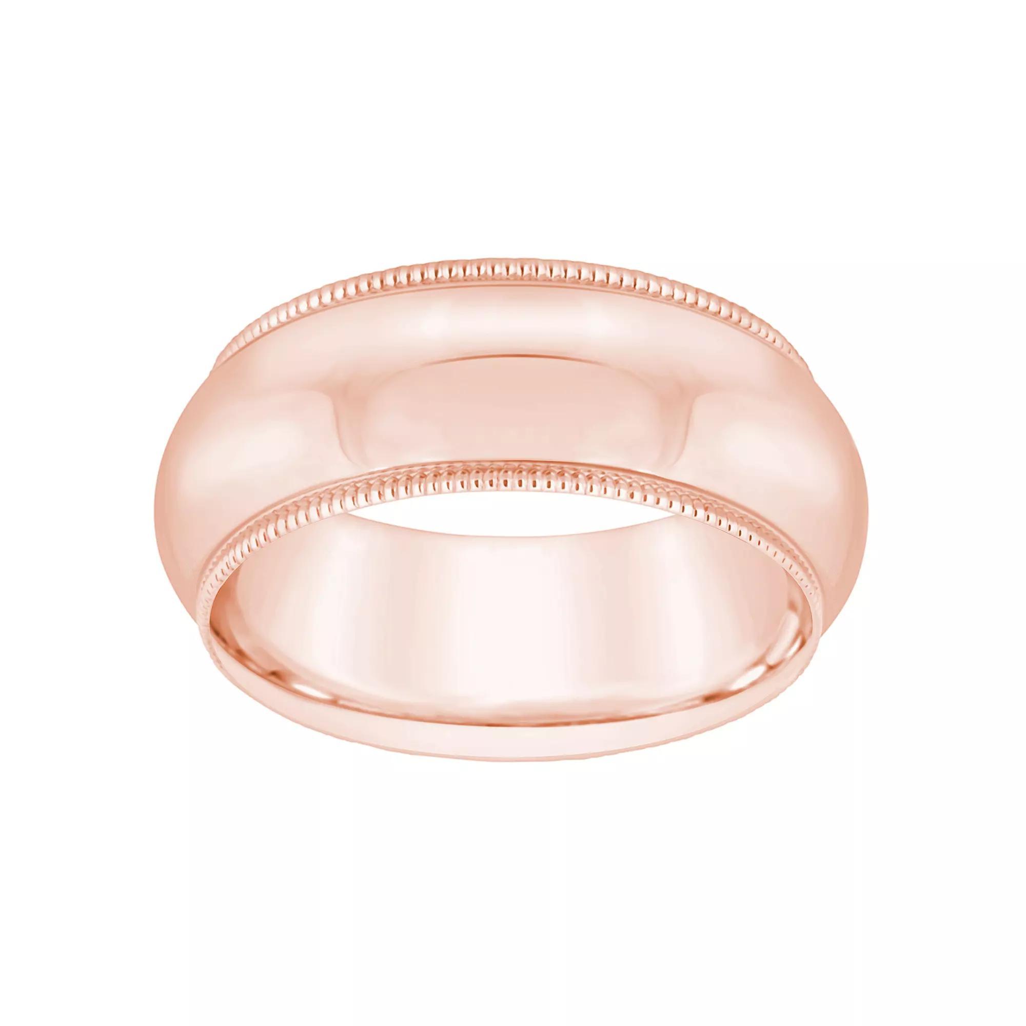 Alyson Layne Men's 18k Rose Gold Milgrain Comfort Fit Wedding Band, Size: 10 Product Image